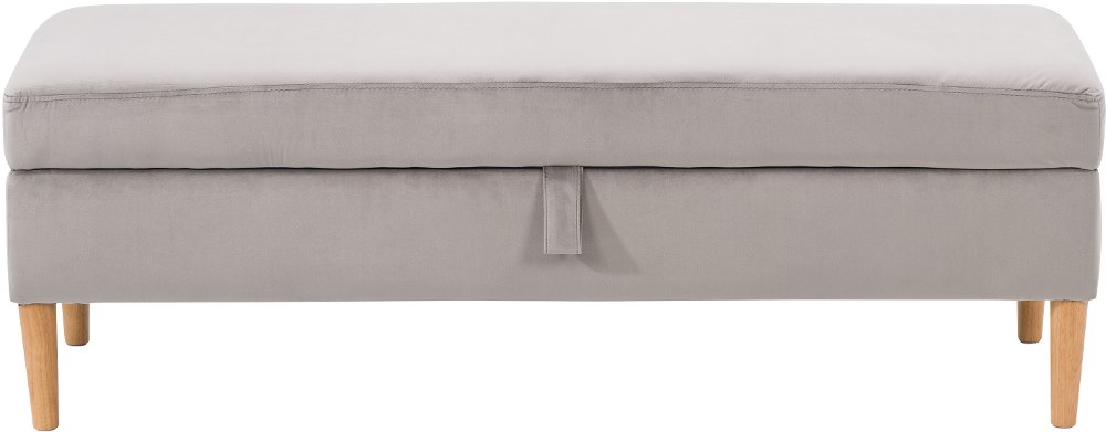 Perry Light Gray Velvet Storage Ottoman