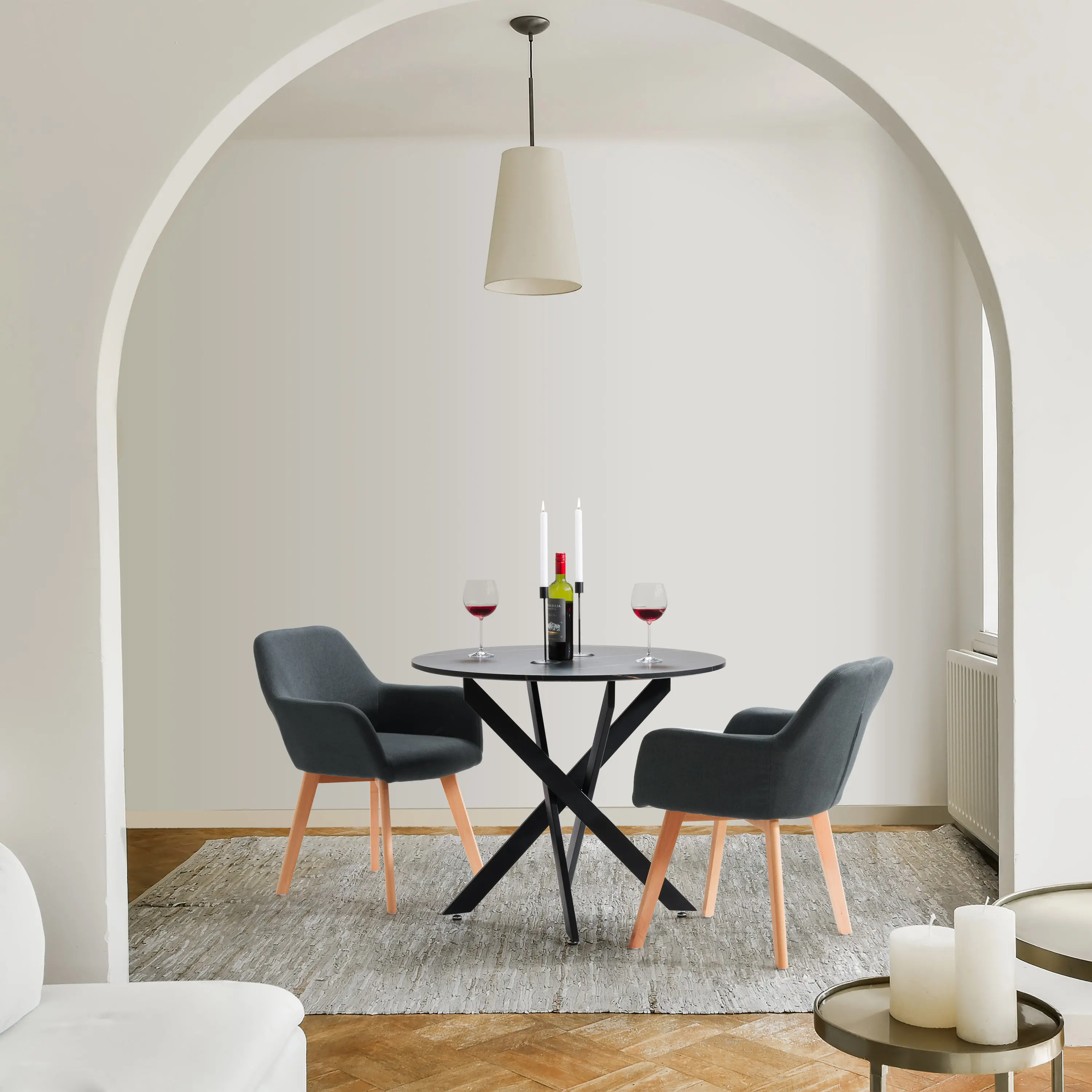 Ayla Upholstered Side Chair in Dark Gray, Set of 2