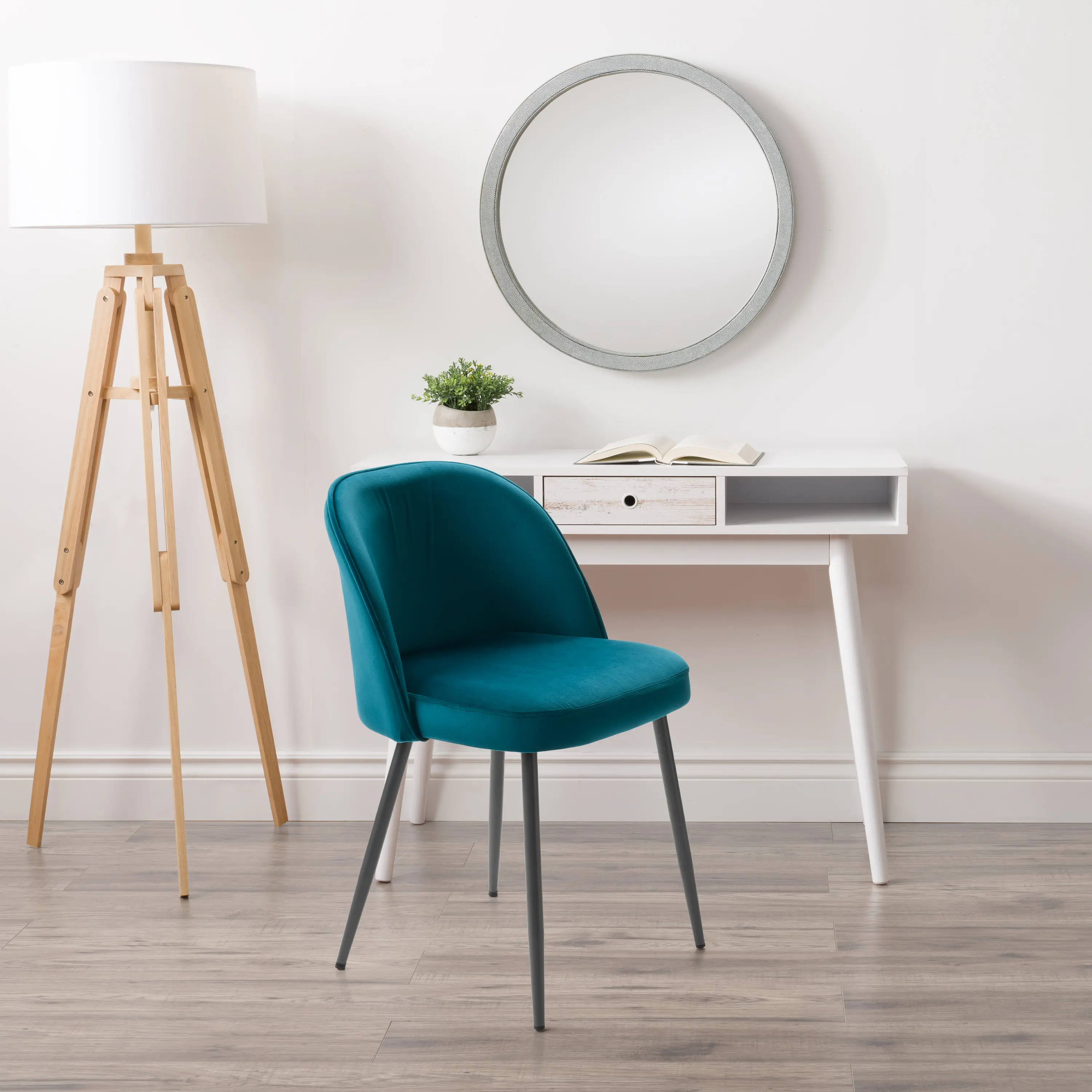 Ayla Upholstered Side Chair in Teal, Set of 2