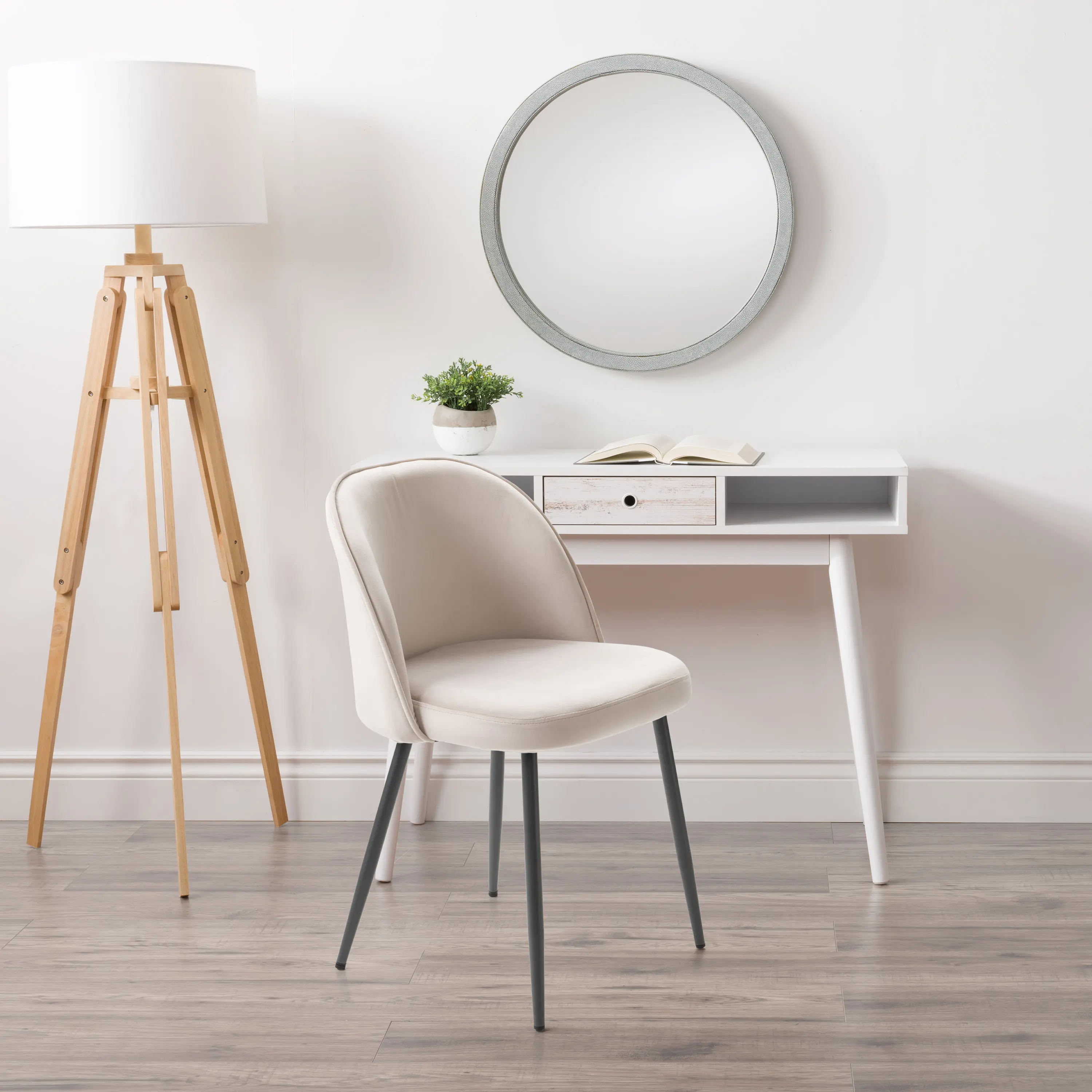 Ayla Upholstered Side Chair in Beige, Set of 2
