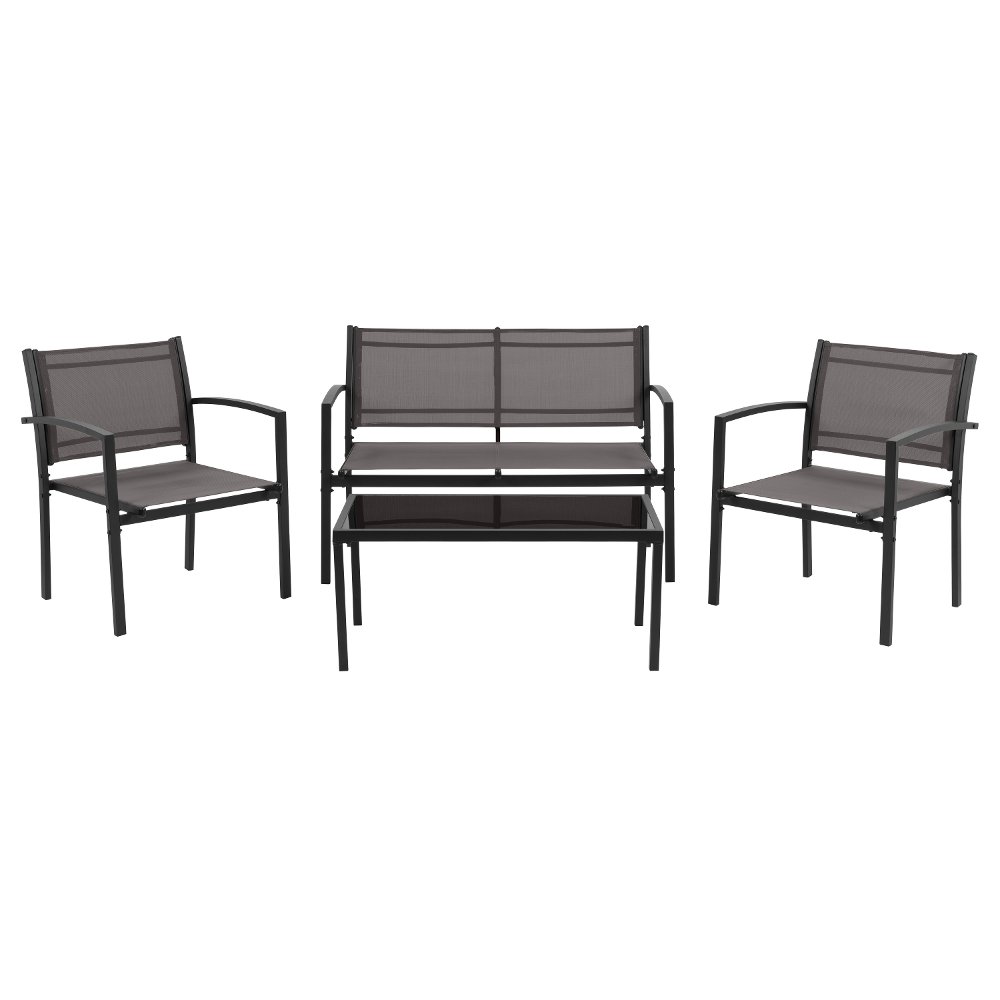 Everett 4 Piece Gray Mesh Patio Conversation Set