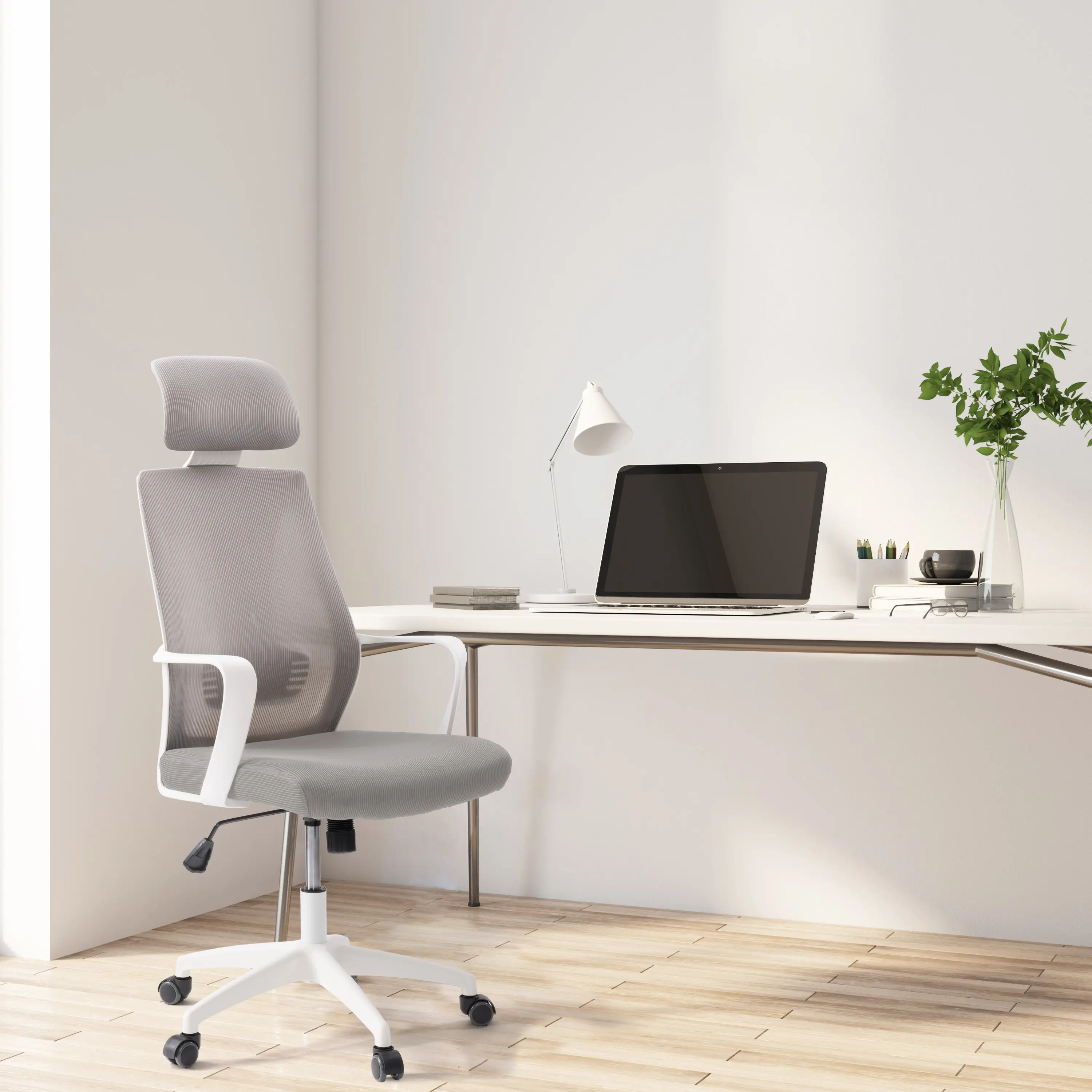 Workspace Gray and White Mesh Office Chair