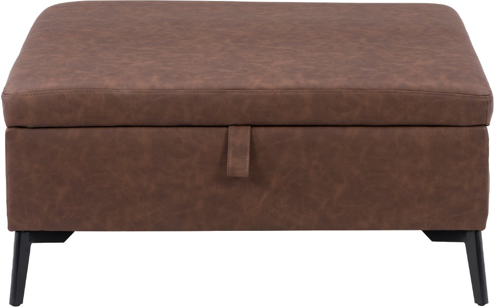 Linden Dark Brown Square Storage Ottoman