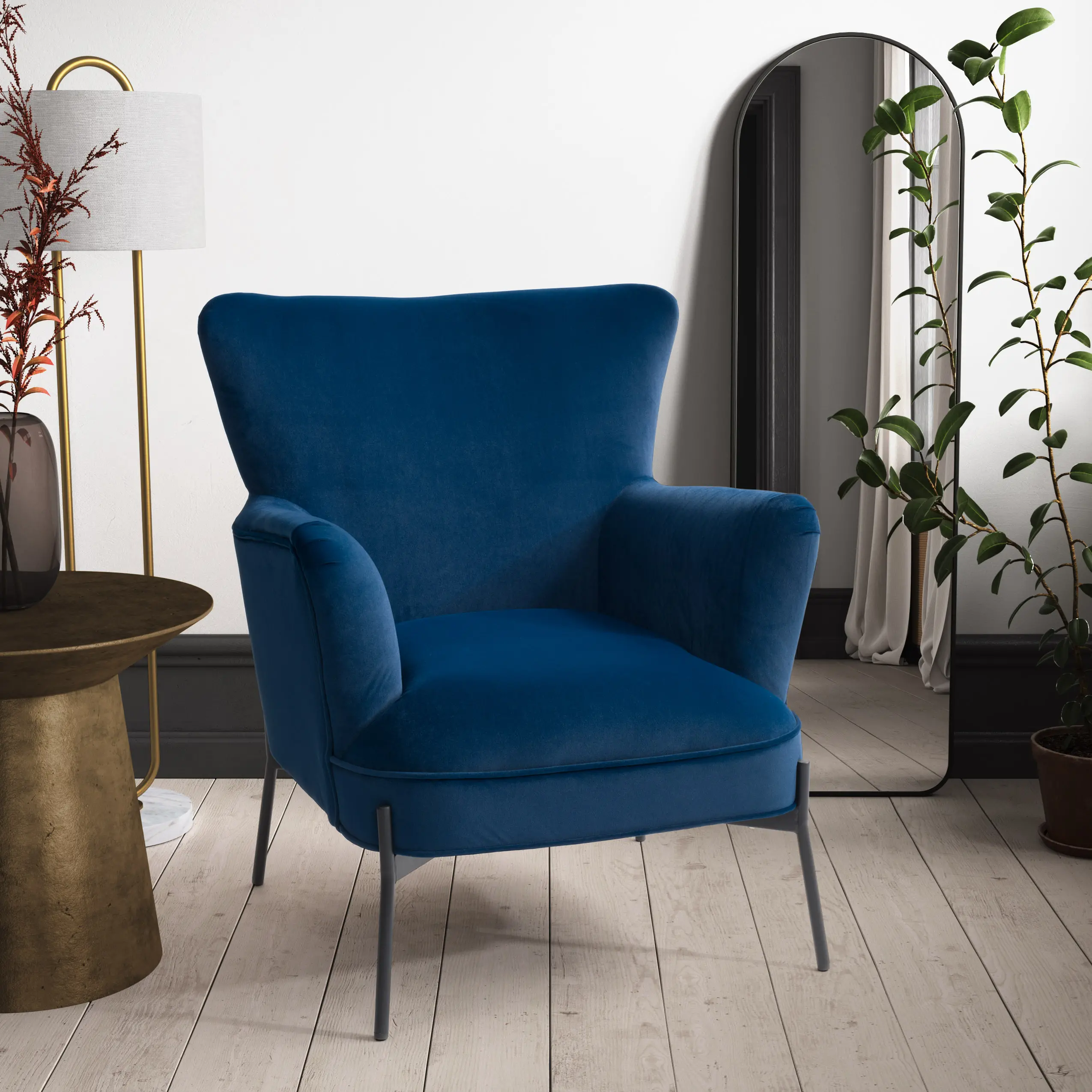 Elwood Blue Wingback Accent Chair