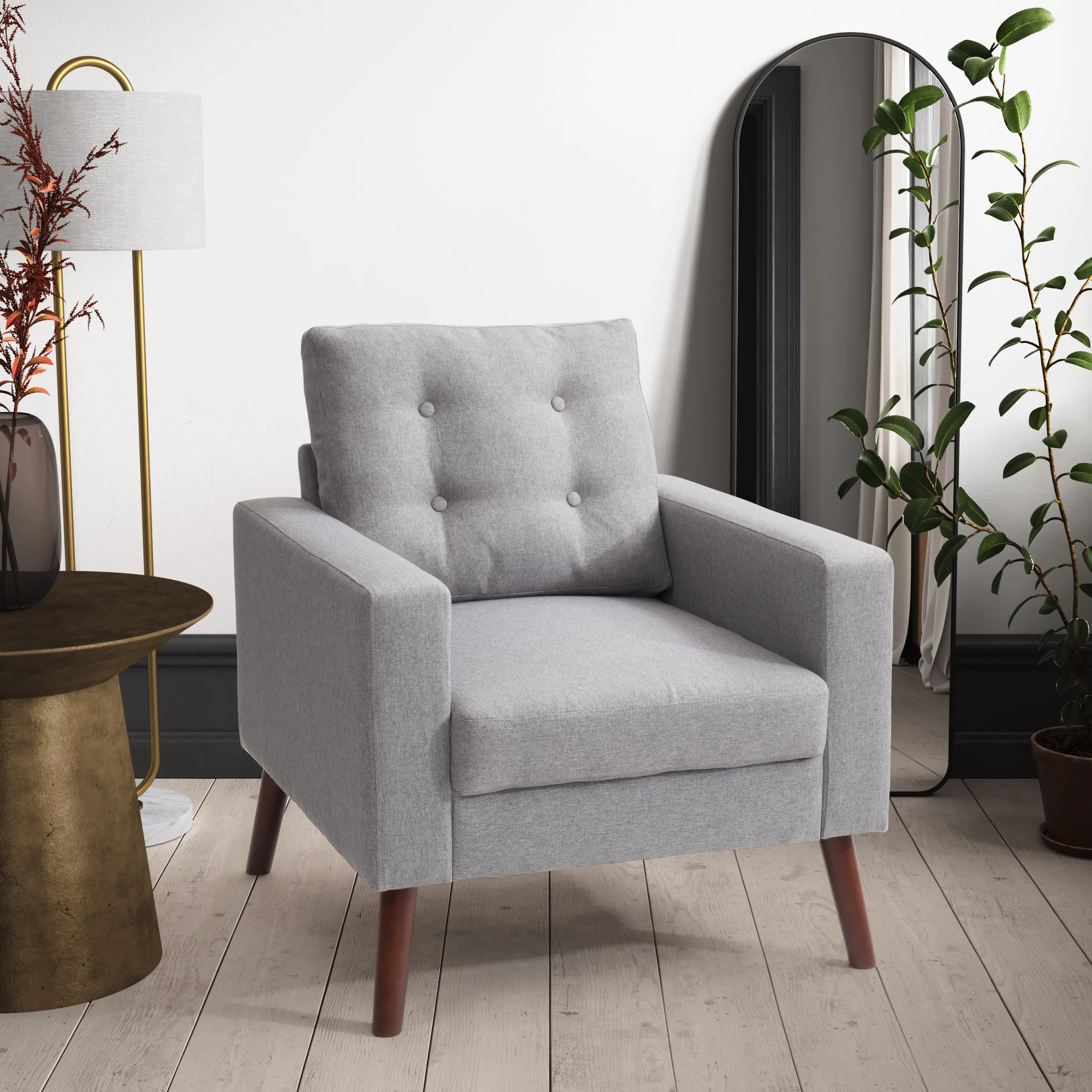 Elwood Gray Tufted Accent Chair