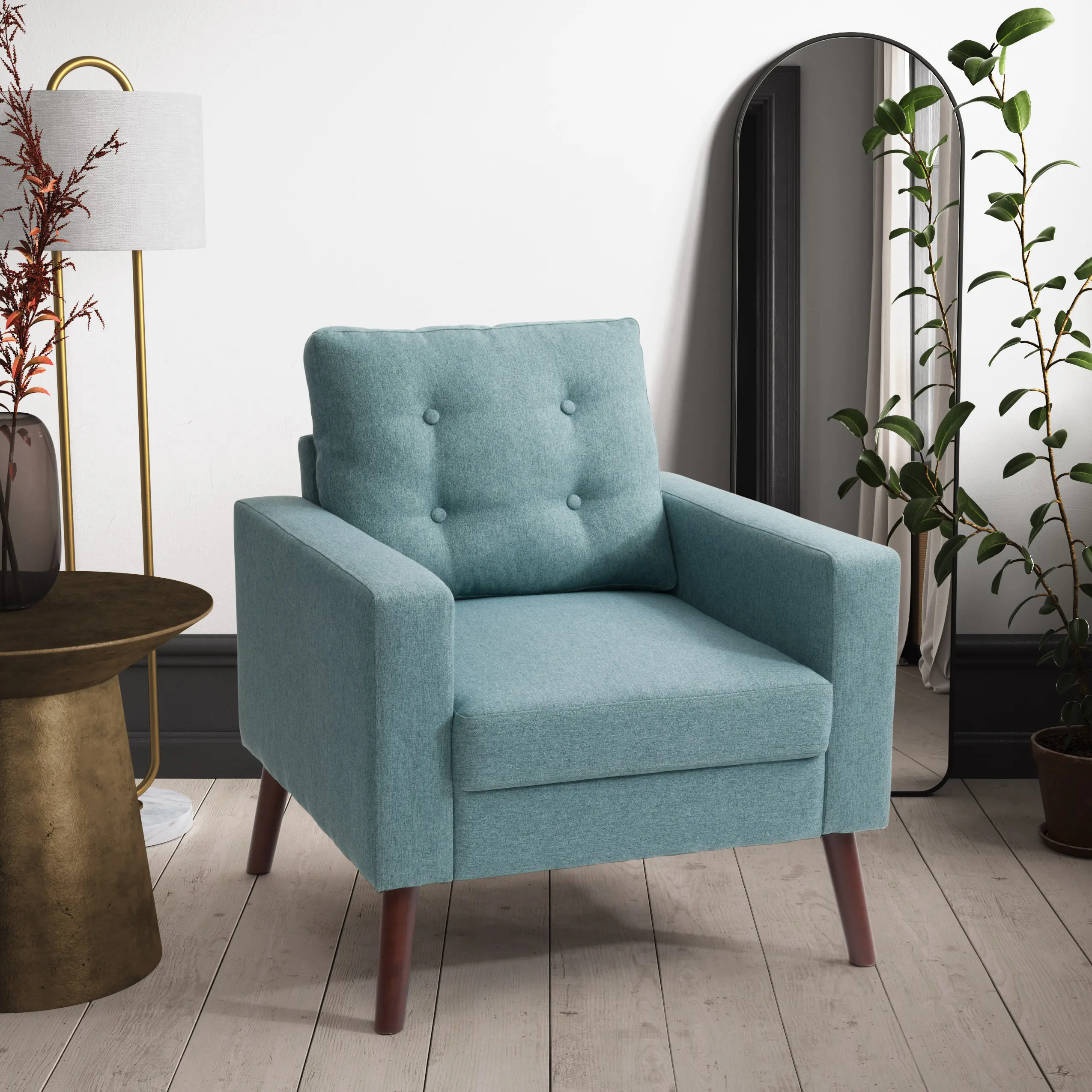 Photos - Chair CorLiving Elwood Light Green Tufted Accent  LSS-251-C 