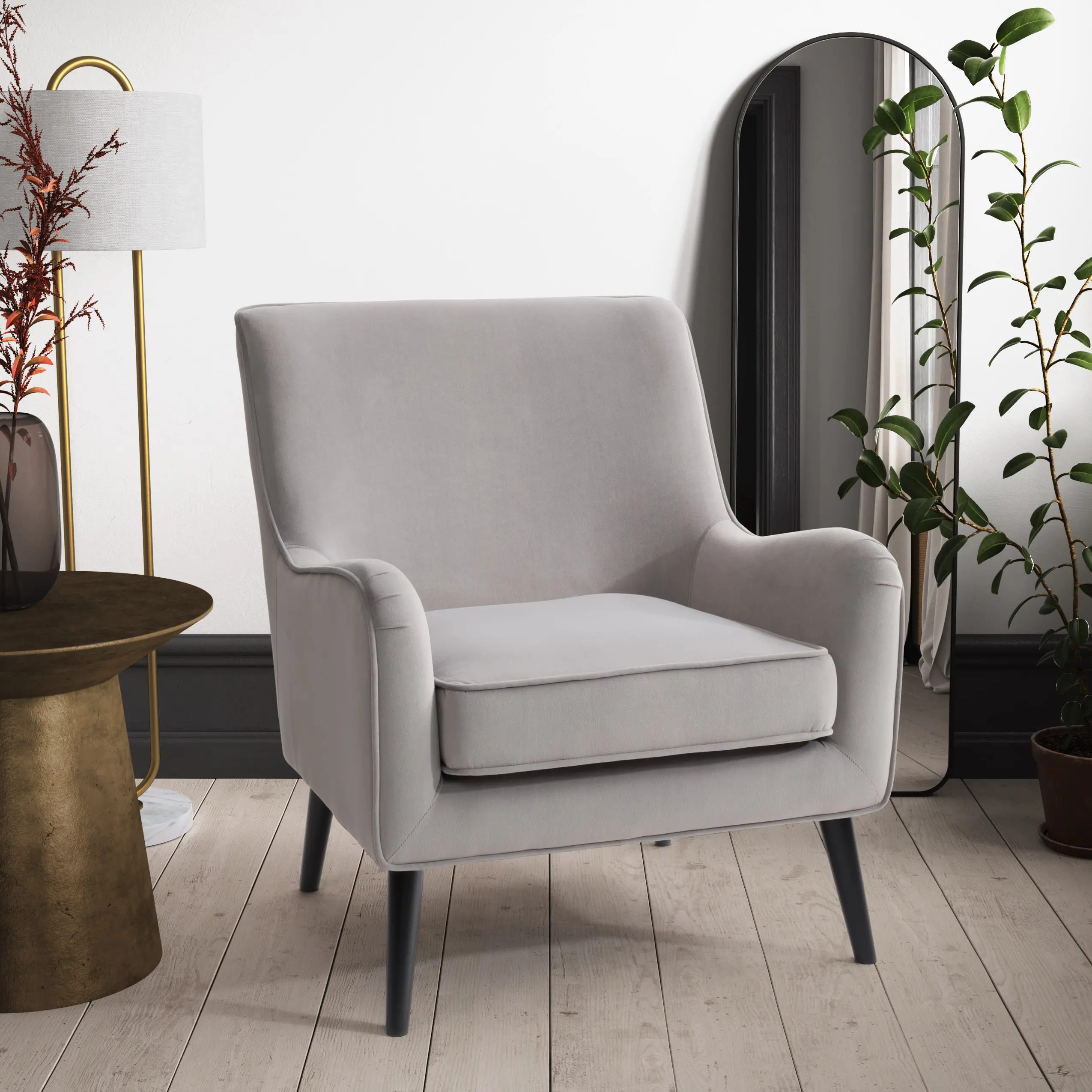 Photos - Chair CorLiving Elwood Gray Modern Accent  LSS-301-C 