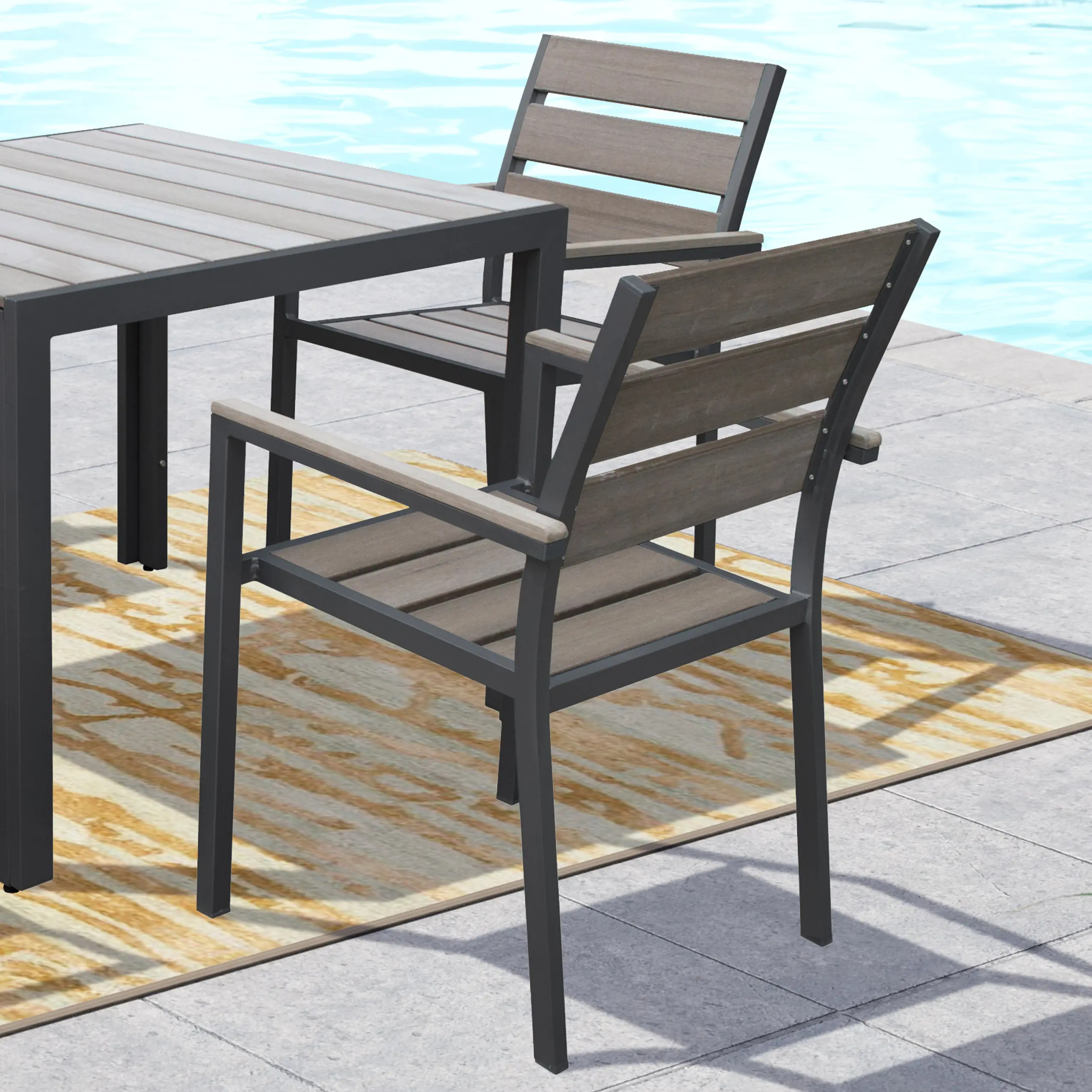 Gallant Sun Bleached Black Outdoor Dining Chairs, Set of 2