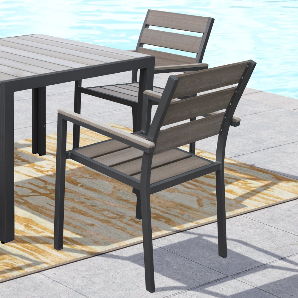 Gallant Sun Bleached Black Outdoor Dining Chairs, Set of 2