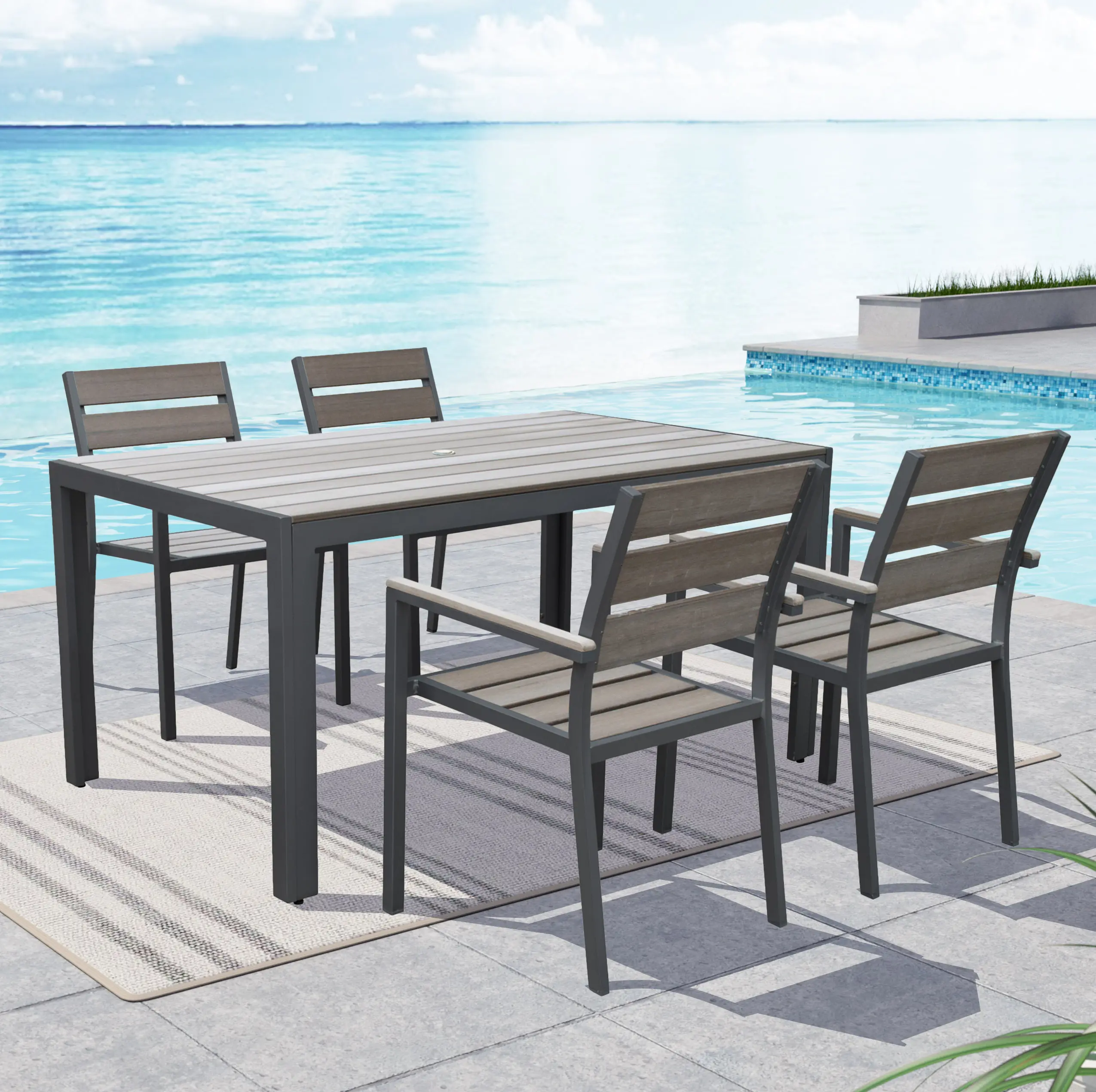 Gallant Sun Bleached Black Outdoor Dining Chairs, Set of 4