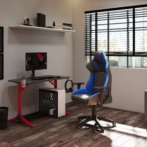 Black and best sale blue game chair