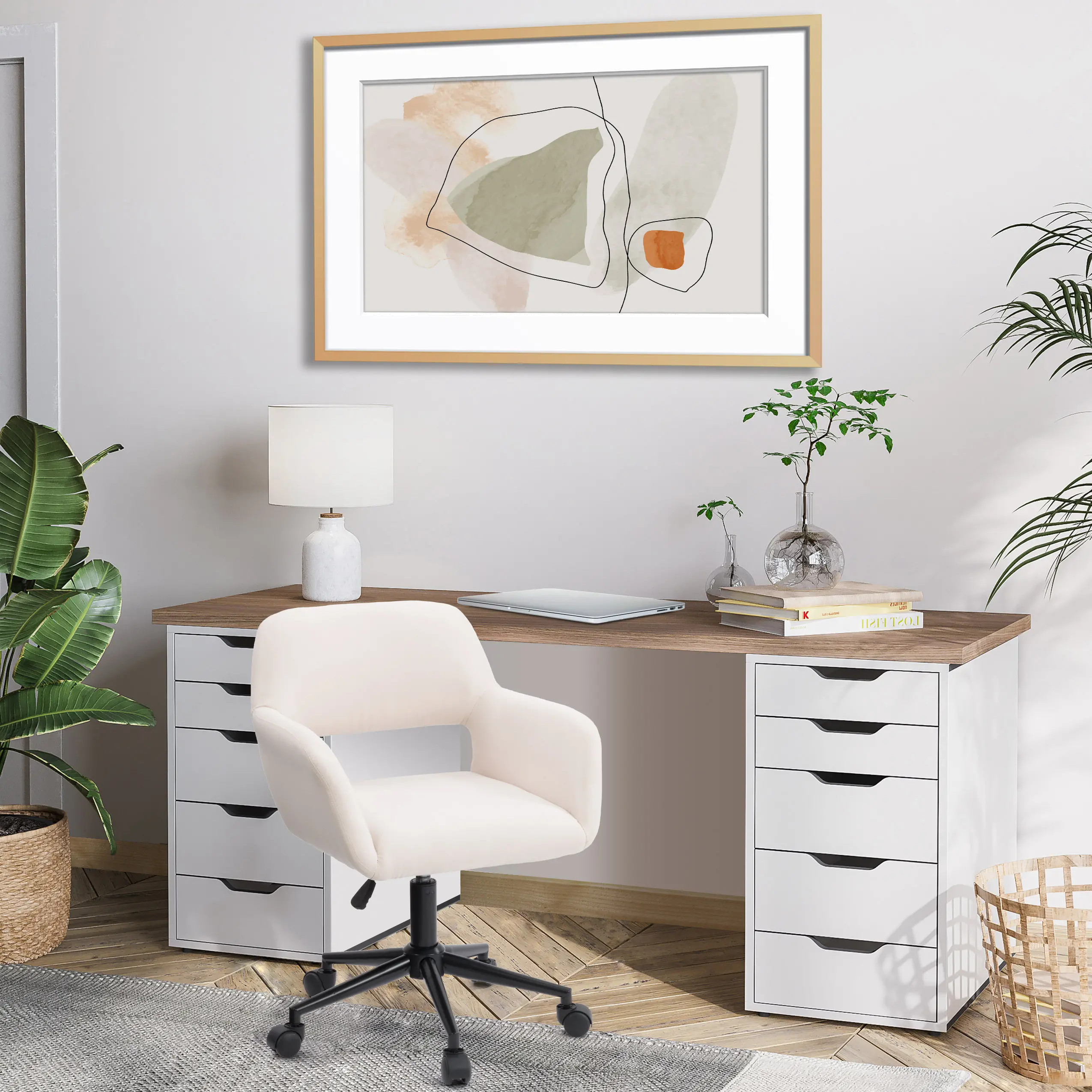 Marlowe Off White Upholstered Office Chair