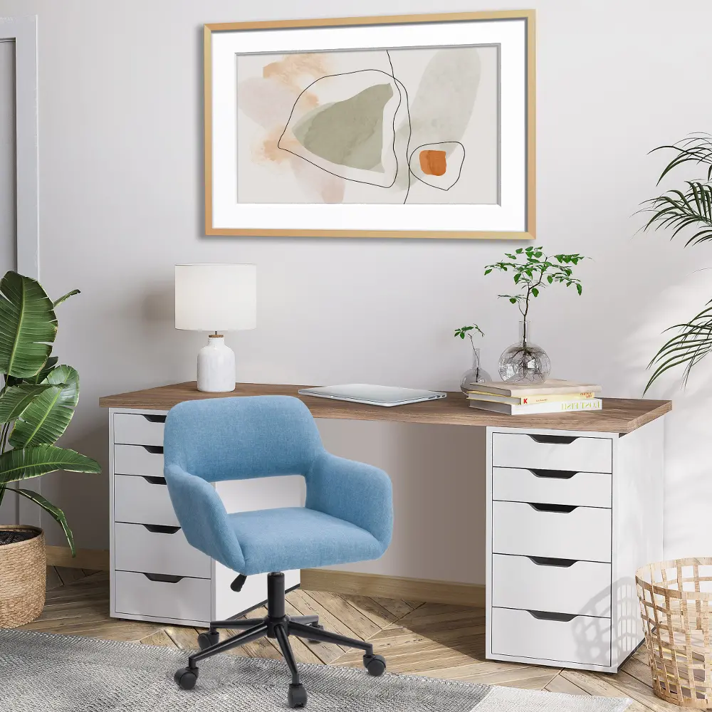 Marlowe Light Blue Upholstered Office Chair | RC Willey