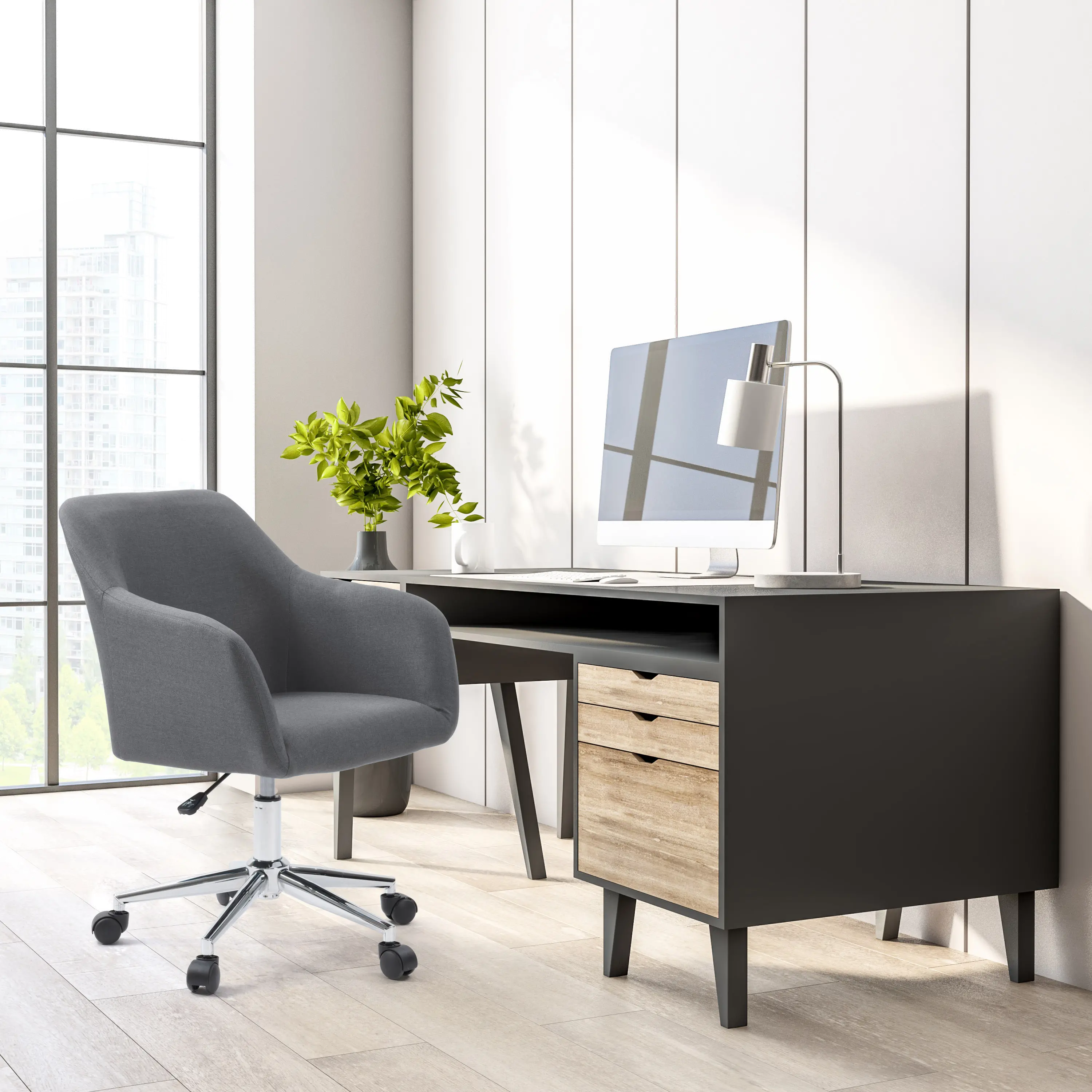 Marlowe Gray Chrome Base Task Chair