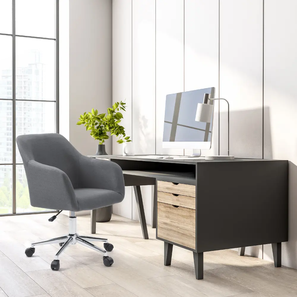 Marlowe Gray and Chrome Office Chair-1