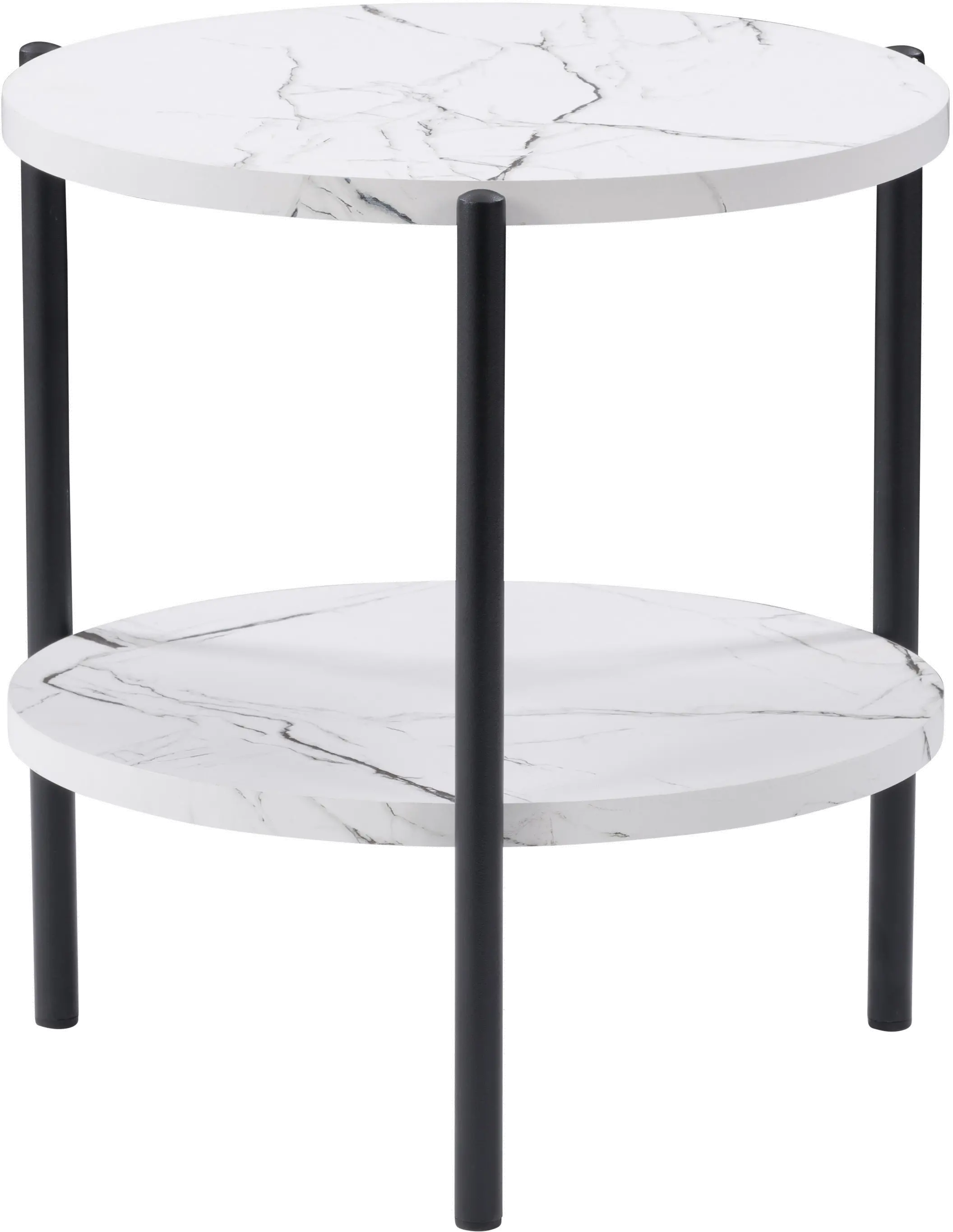 LFF-295-E Ayla White Marble Two Tiered End Table sku LFF-295-E
