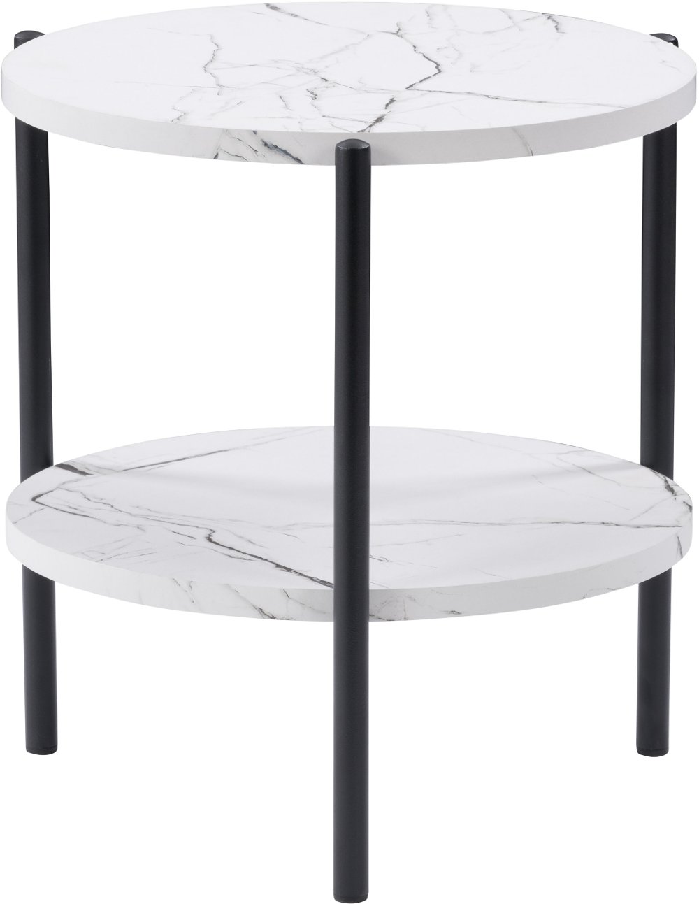 Ayla White Marble Two Tiered End Table