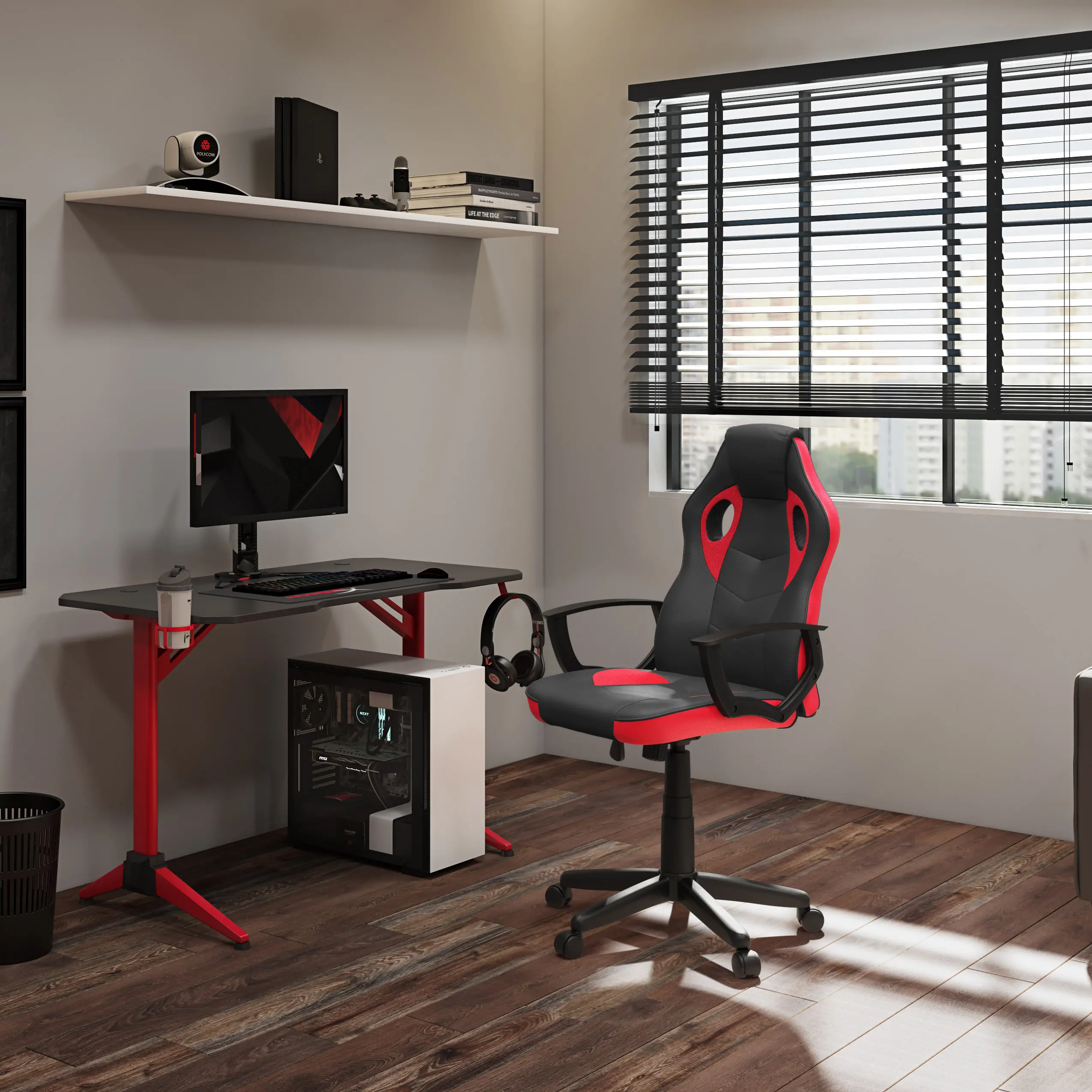 WCH-322-G Mad Dog Black and Red Gaming Chair sku WCH-322-G