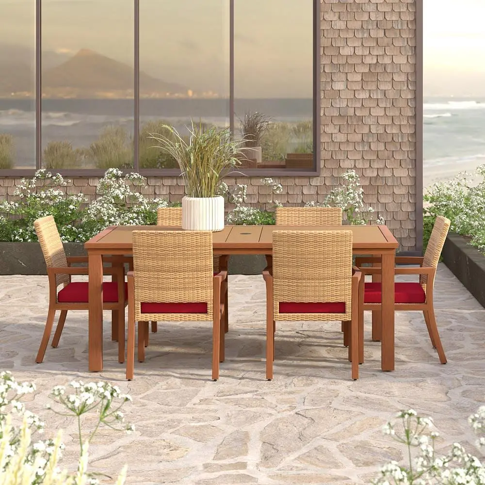 Mili Red 7 Piece Outdoor Dining Set-1