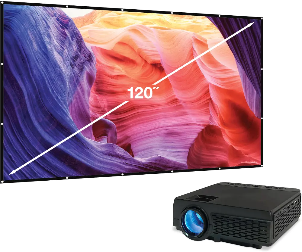 PJ300VP GPX Bluetooth Projector and 120  Projection Screen-1