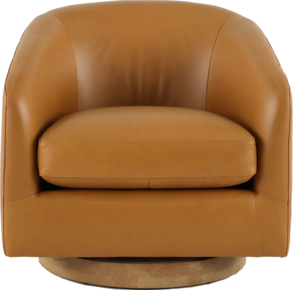 Kinsley Tan Leather Swivel Chair-1