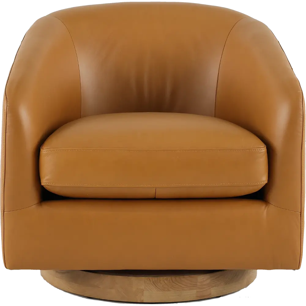Kinsley Tan Leather Swivel Chair-1