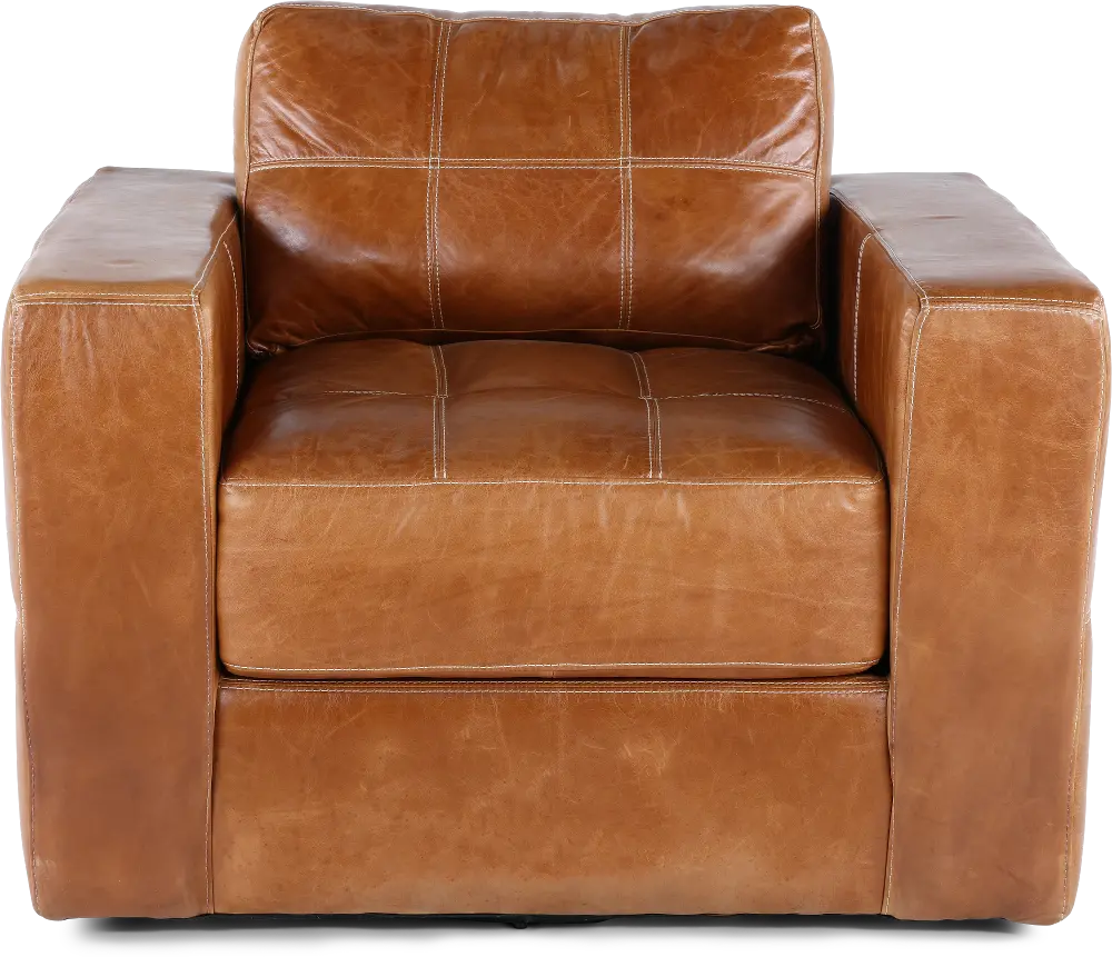 Sunset Light Brown Leather Swivel Chair-1