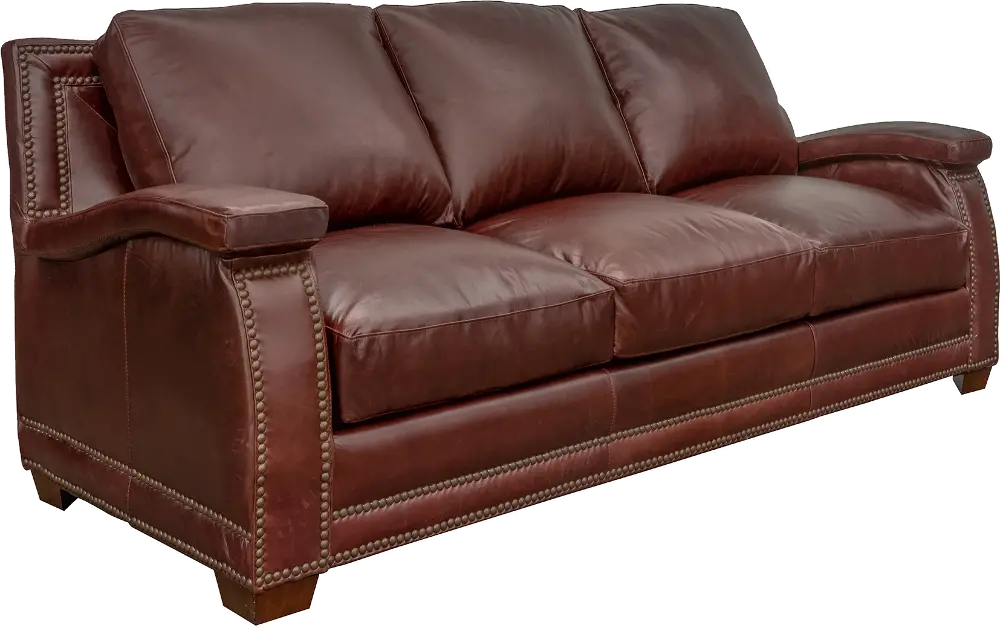Sangria Mahogany Leather Sofa-1