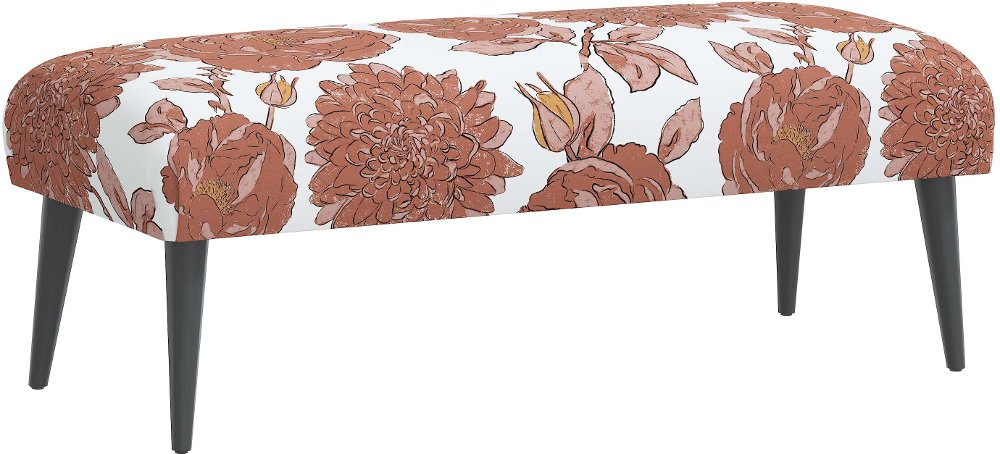 Bridget Pink Floral Bench - Skyline Furniture