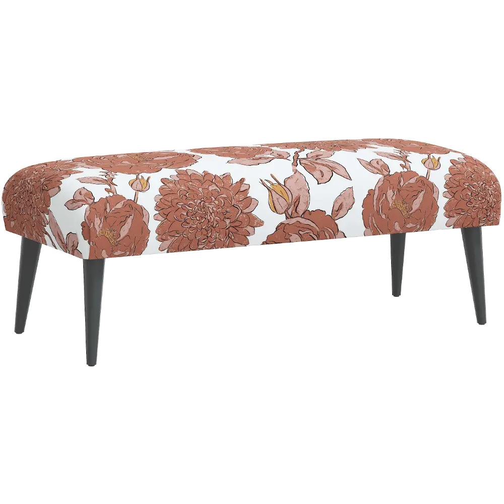 5525BLKALPKOGA Bridget Pink Floral Bench - Skyline Furniture-1