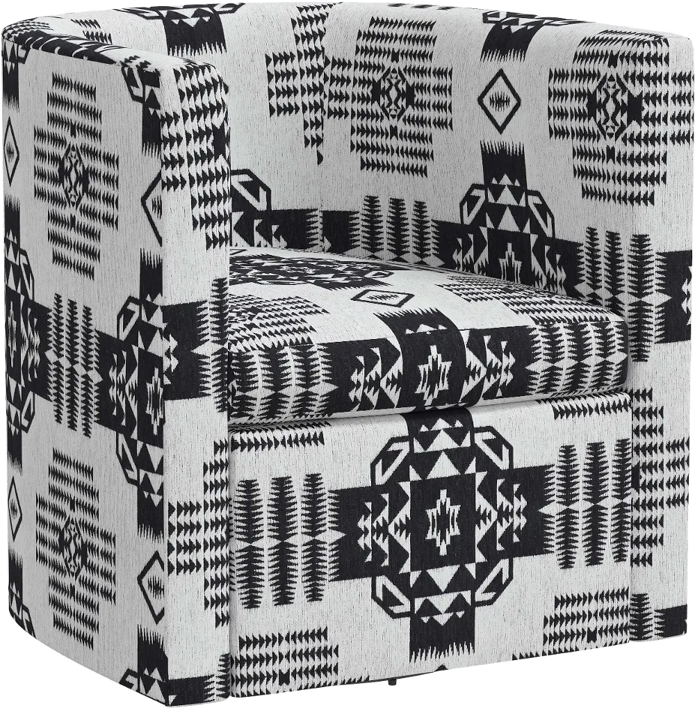 74-10CBLDSLT Sampson Black Geometric Print Swivel Accent Chair - Skyline Furniture-1