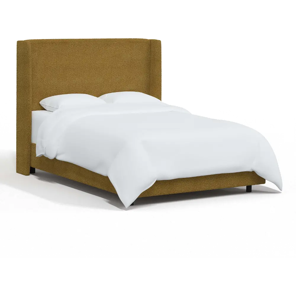 430BEDCPNOCH Sasha Bouclé Ochre Curved Wingback Twin Bed - Skyline Furniture-1