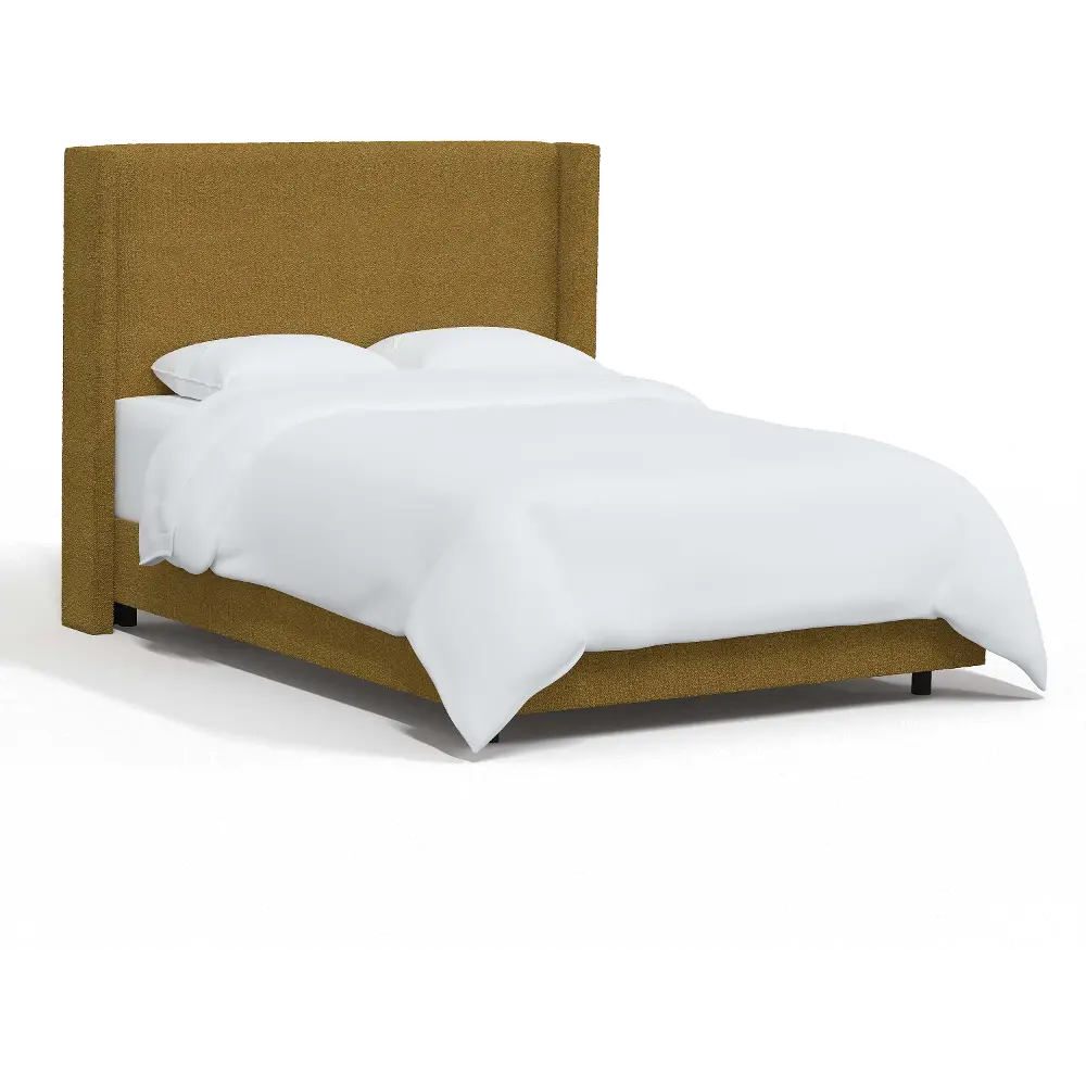 501BEDCPNOCH Penelope Bouclé Ochre Straight Wingback Full Bed - Skyline Furniture-1