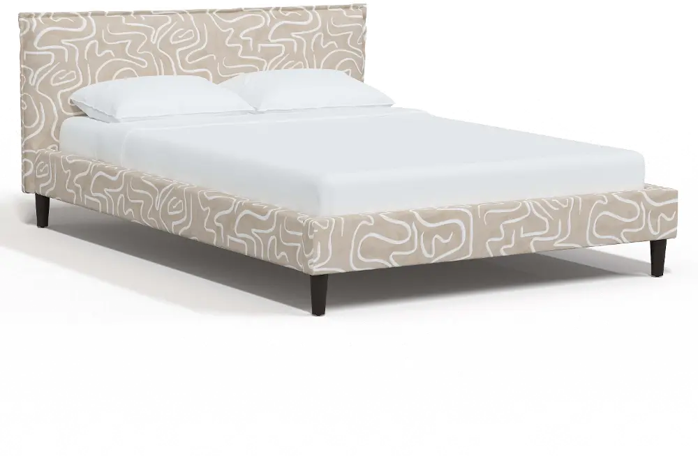 1373BEDEVLNTLOGA Maeve Beige Abstract Print King Platform Bed - Skyline Furniture-1