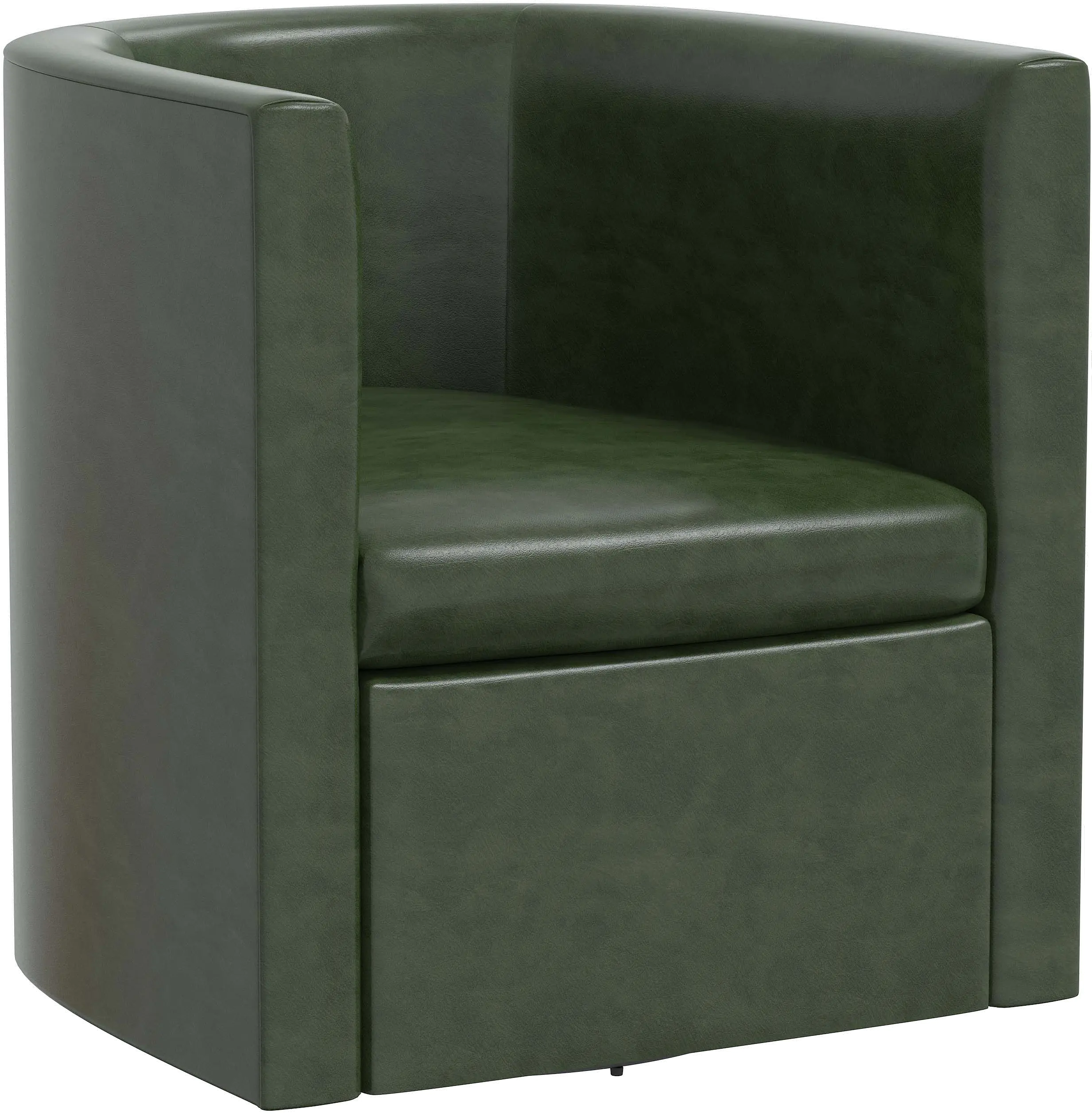 Sampson Dark Green Faux Leather Swivel Accent Chair - Skyline...