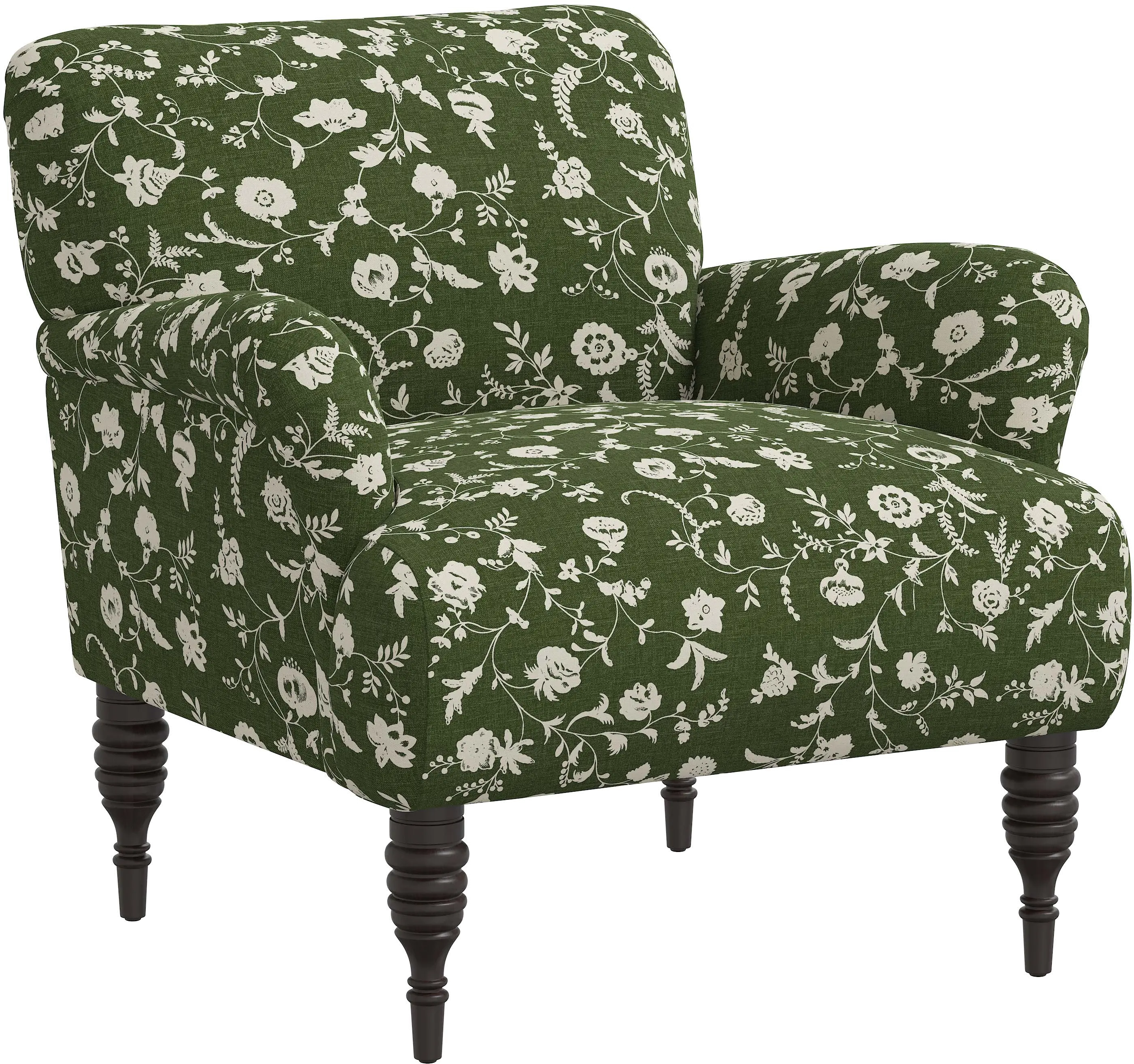 9505RBNFLOLVOGA Eliza Olive Green Floral Accent Chair - Skyline Fu sku 9505RBNFLOLVOGA