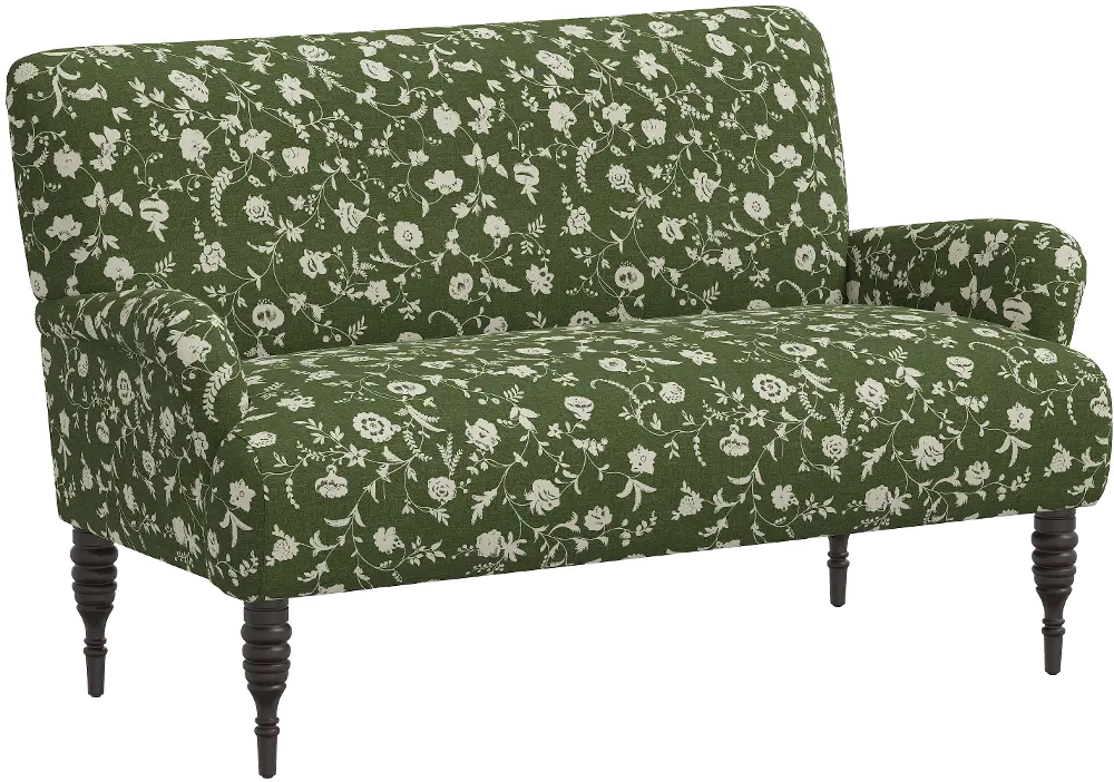 9506RBNFLOLVOGA Sammie Olive Green Floral Rounded Arm Settee - Skyline Furniture-1
