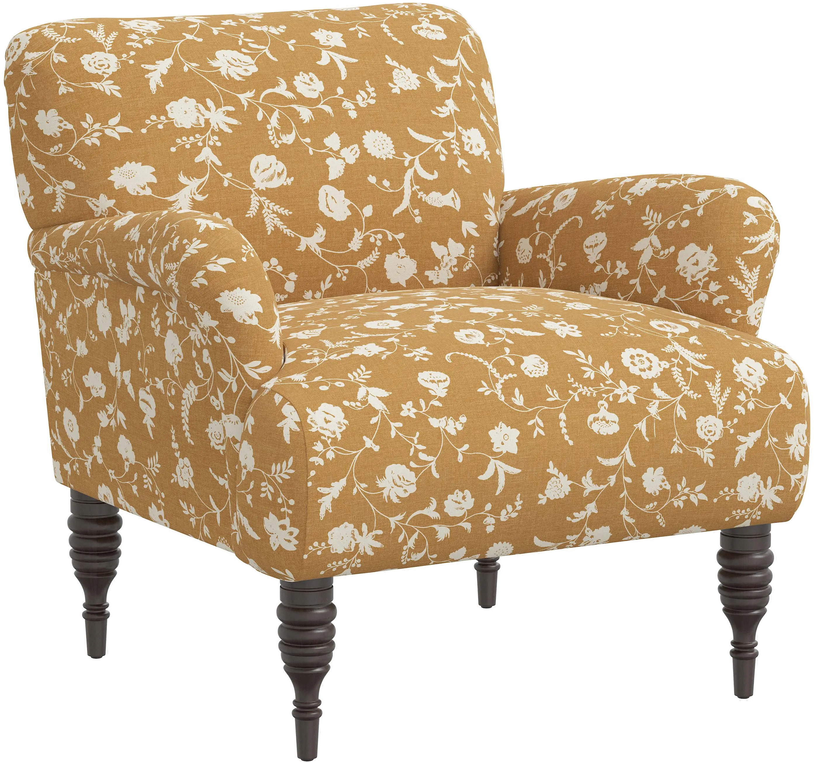Eliza Ochre Floral Accent Chair - Skyline Furniture