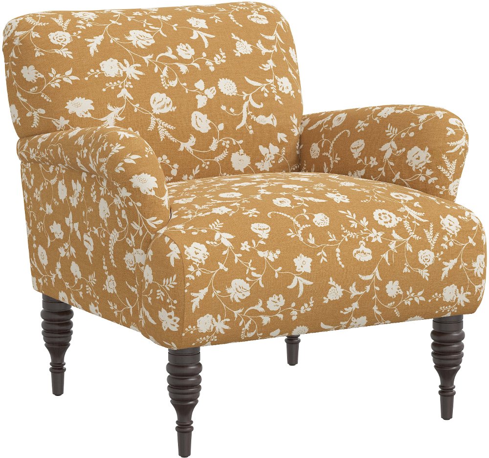 Eliza Ochre Floral Accent Chair - Skyline Furniture