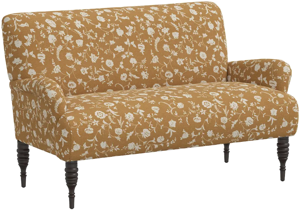 9506RBNFLOCROGA Sammie Ochre Floral Rounded Arm Settee - Skyline Furniture-1