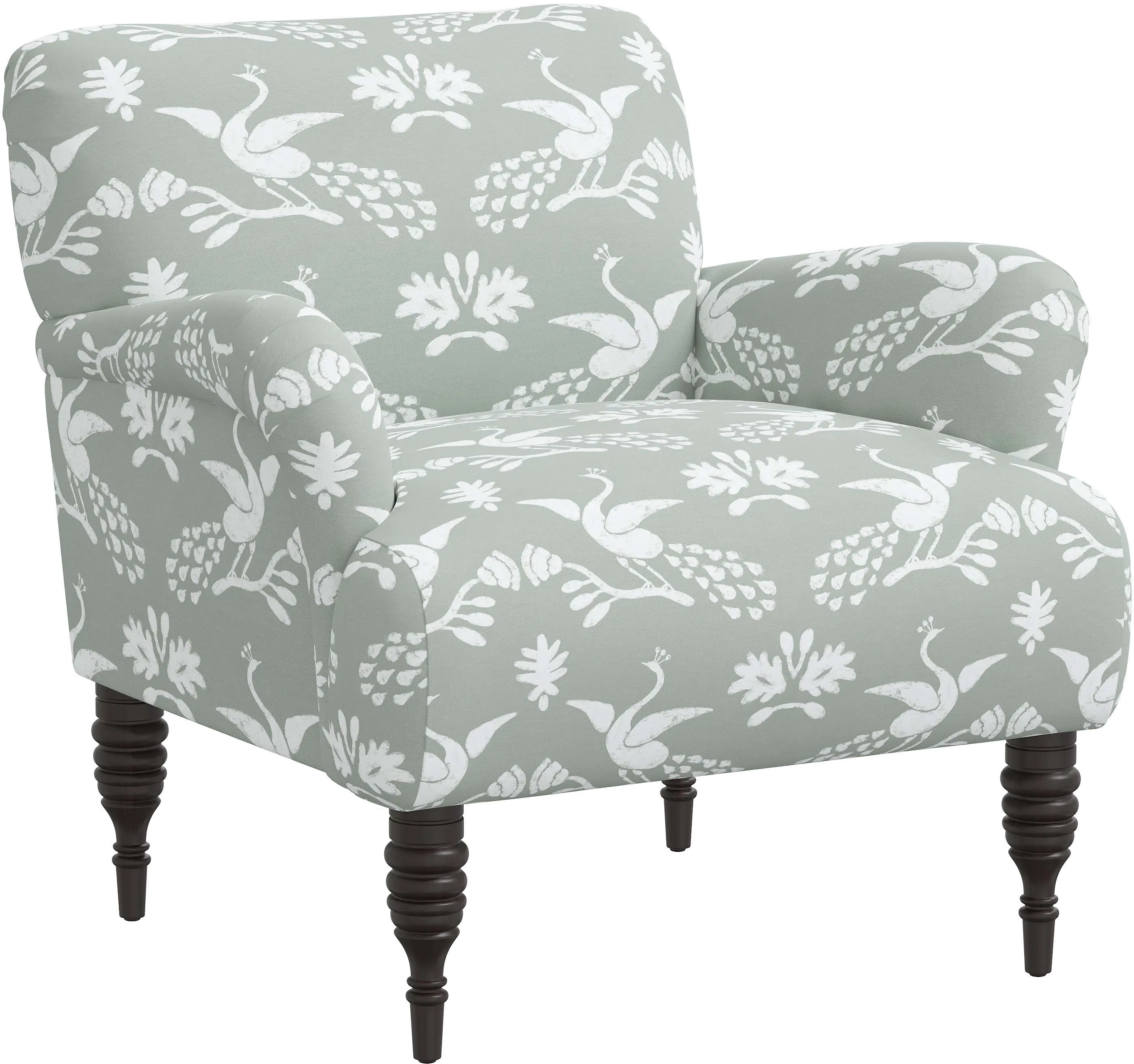 Eliza Gray Peacock Print Accent Chair - Skyline Furniture