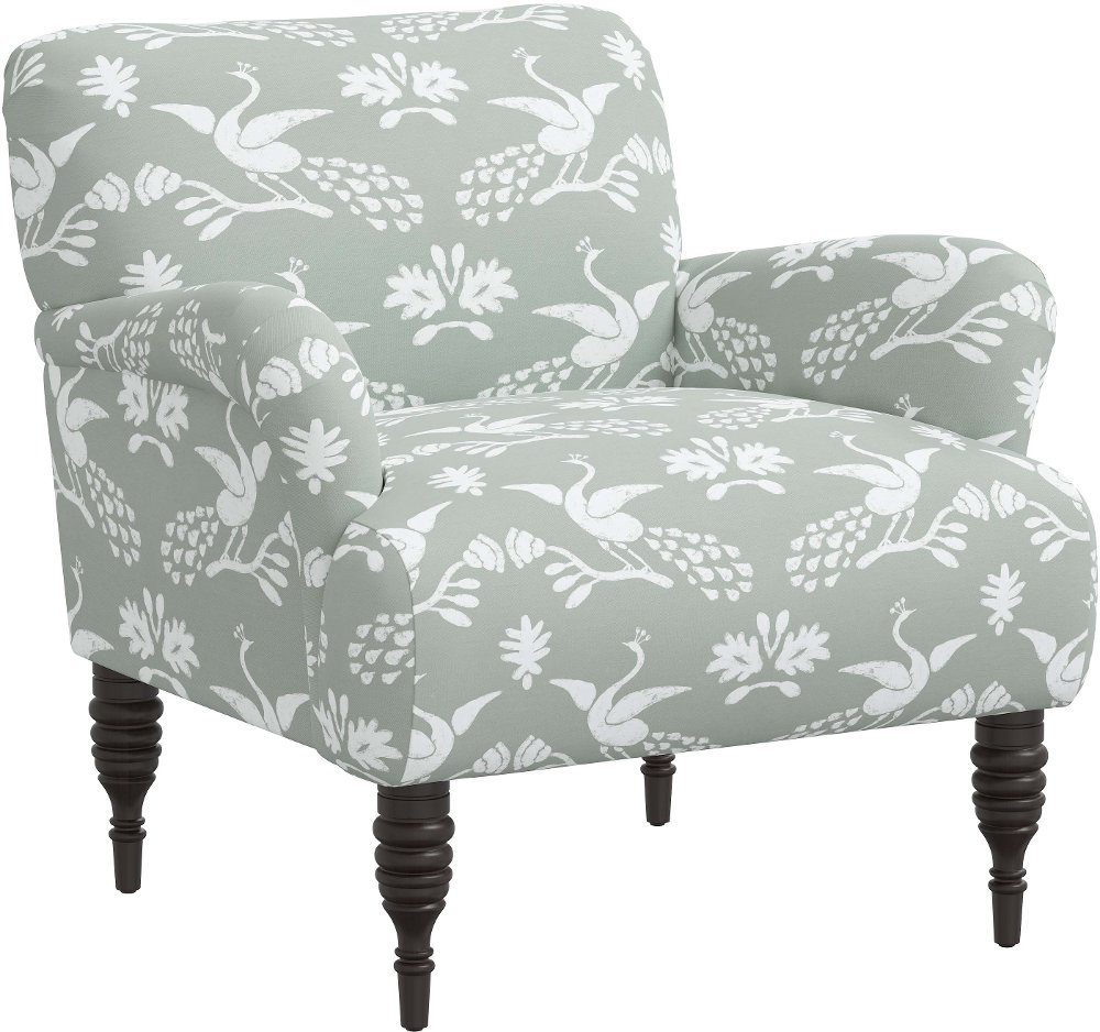 Eliza Gray Peacock Print Accent Chair - Skyline Furniture