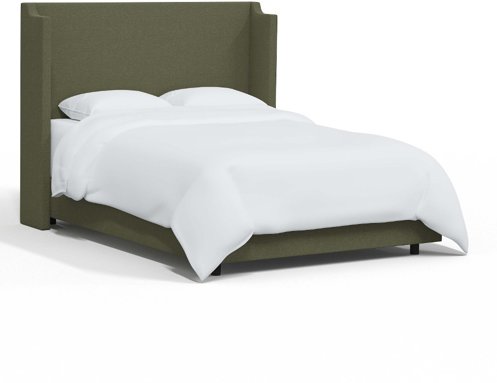 Hattie Army Green Notched Wingback Twin Bed - Skyline Furniture