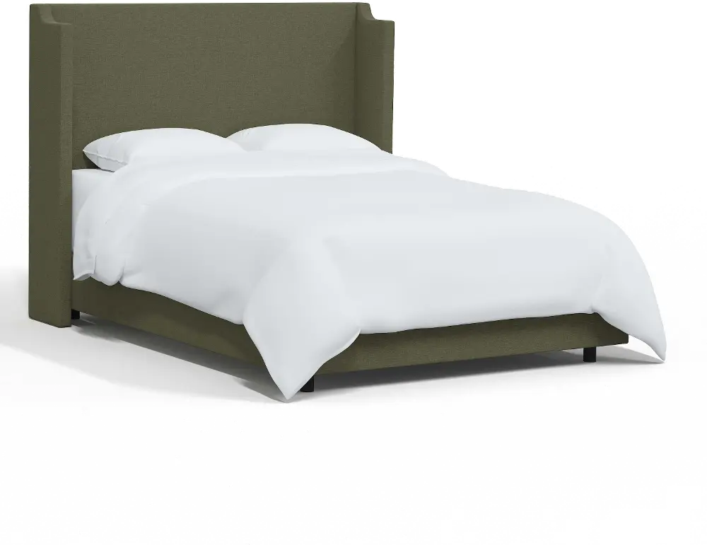 971BEDZMLRL Hattie Army Green Notched Wingback Full Bed - Skyline Furniture-1