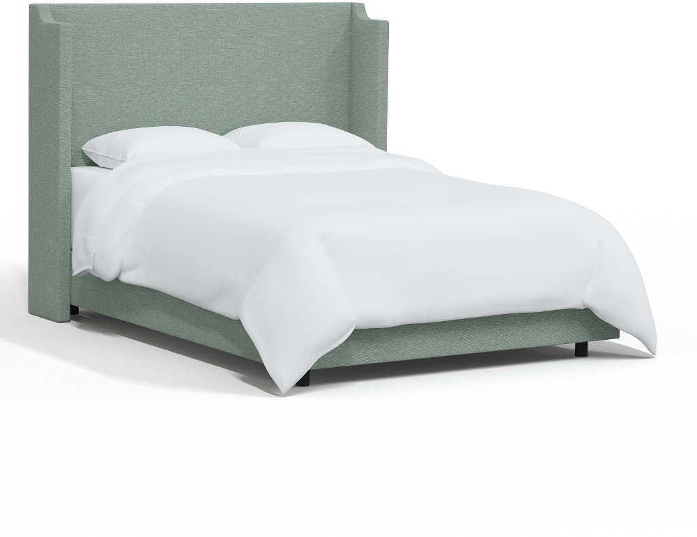 Hattie Seafoam Green Notched Wingback Twin Bed - Skyline Furniture