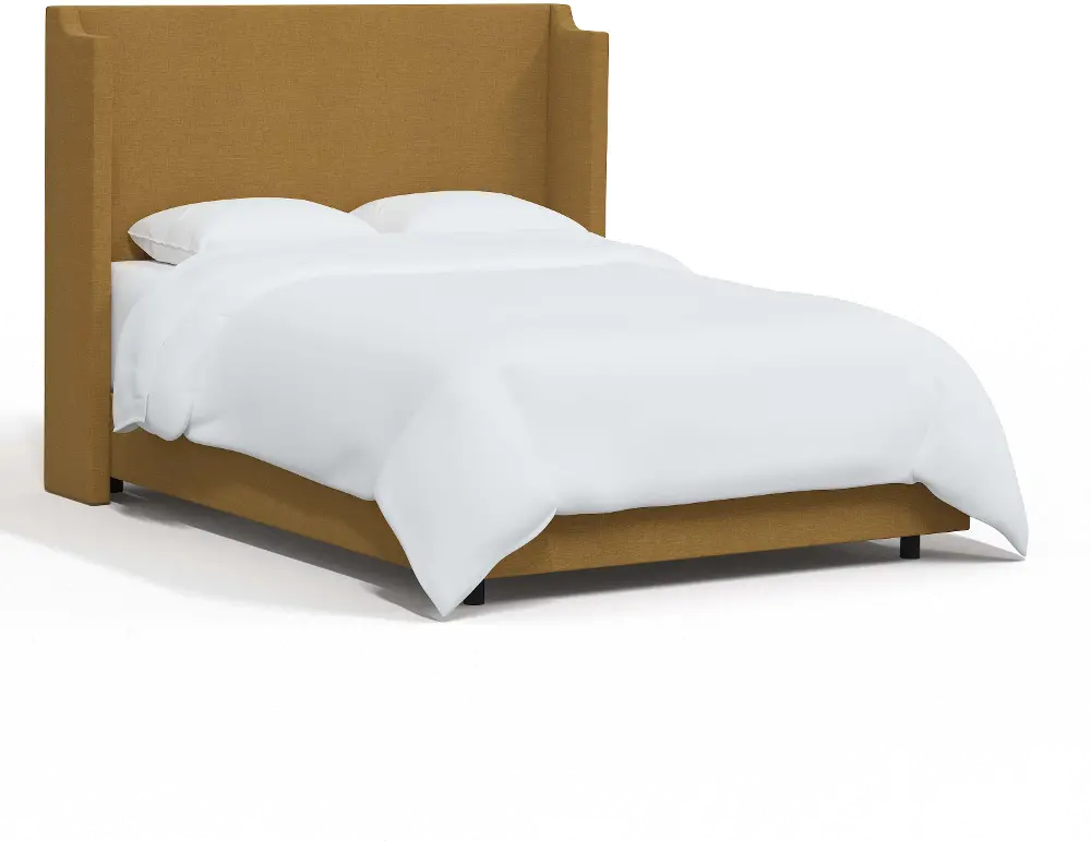 971BEDZMSSM Hattie Gold Notched Wingback Full Bed - Skyline Furniture-1