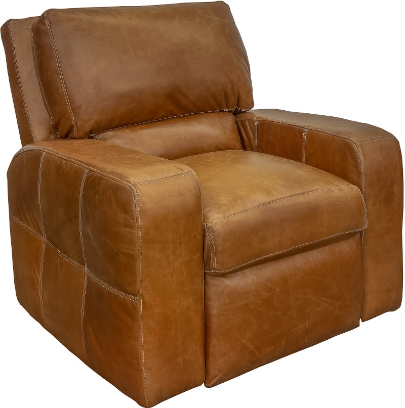 Sunset Light Brown Leather Power Recliner