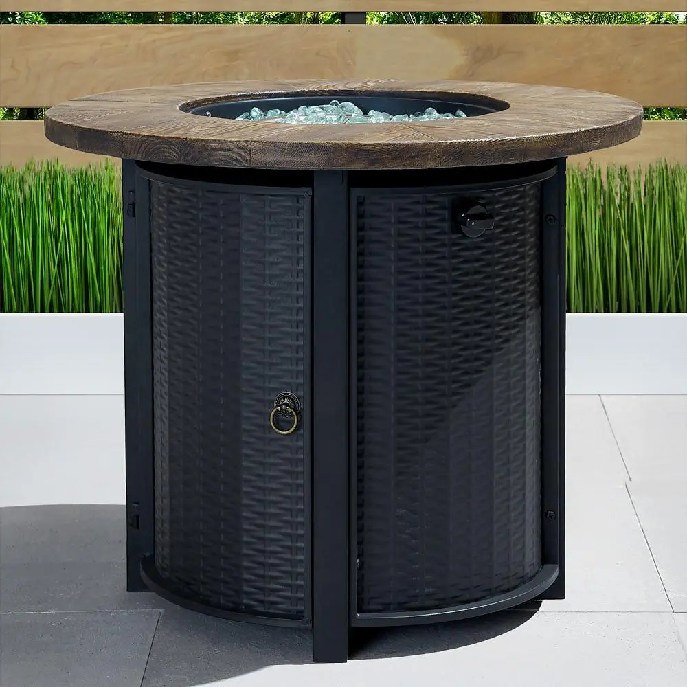 Logan Black Outdoor Round Fire Table-1