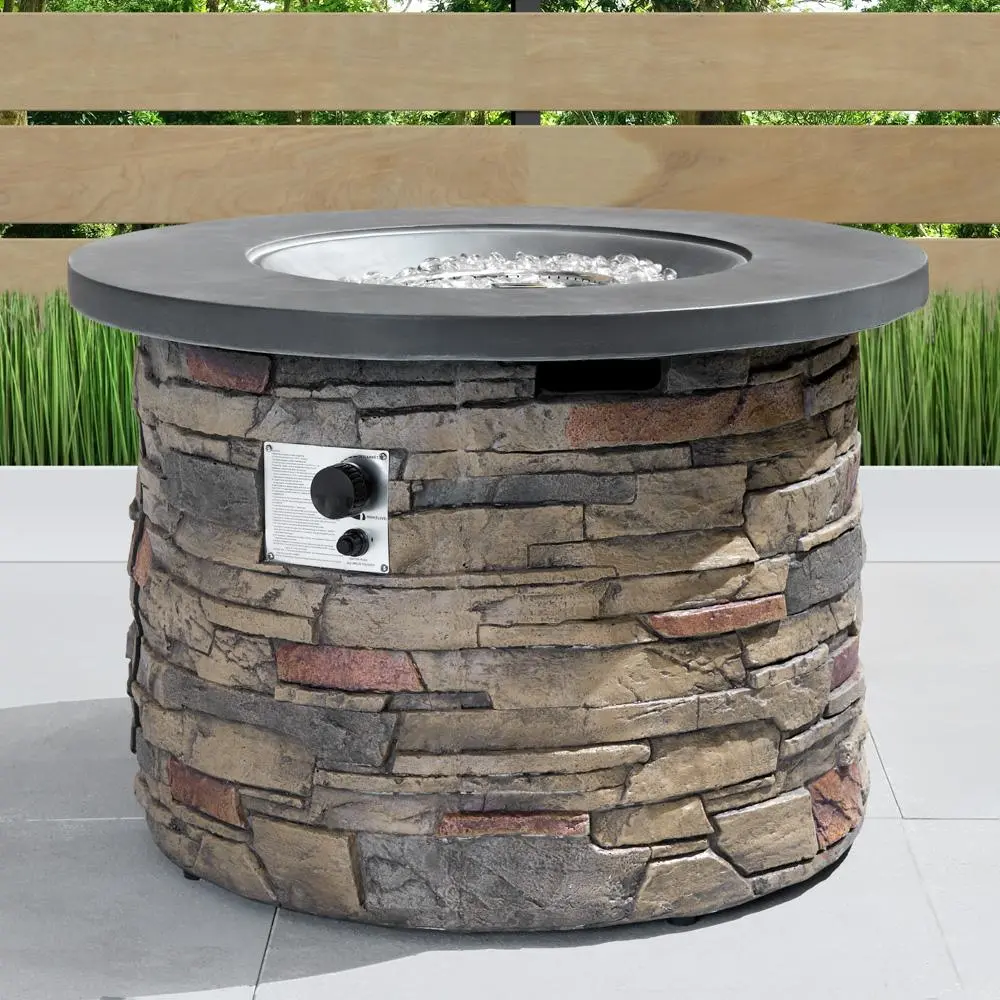 Sage Gray Outdoor Round Gas Fire Table-1