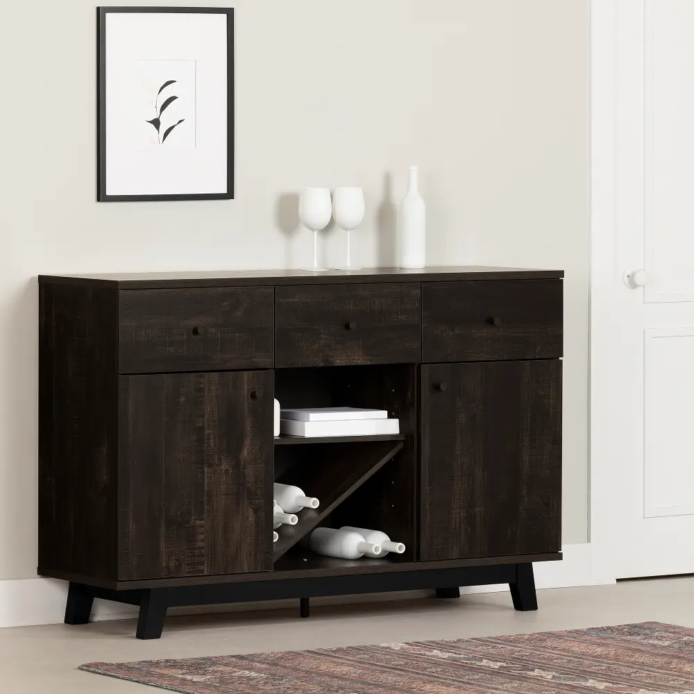 14129 Bellami Black Buffet with Wine Storage - South Shore-1